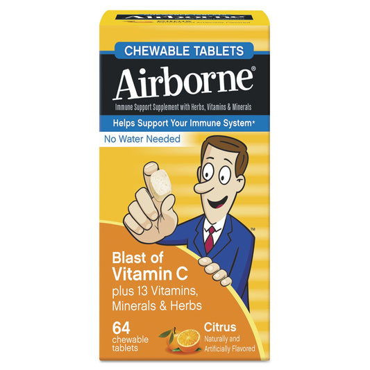 ABN Airborne Immune Support Chewable Tablet Citrus, 64 Count