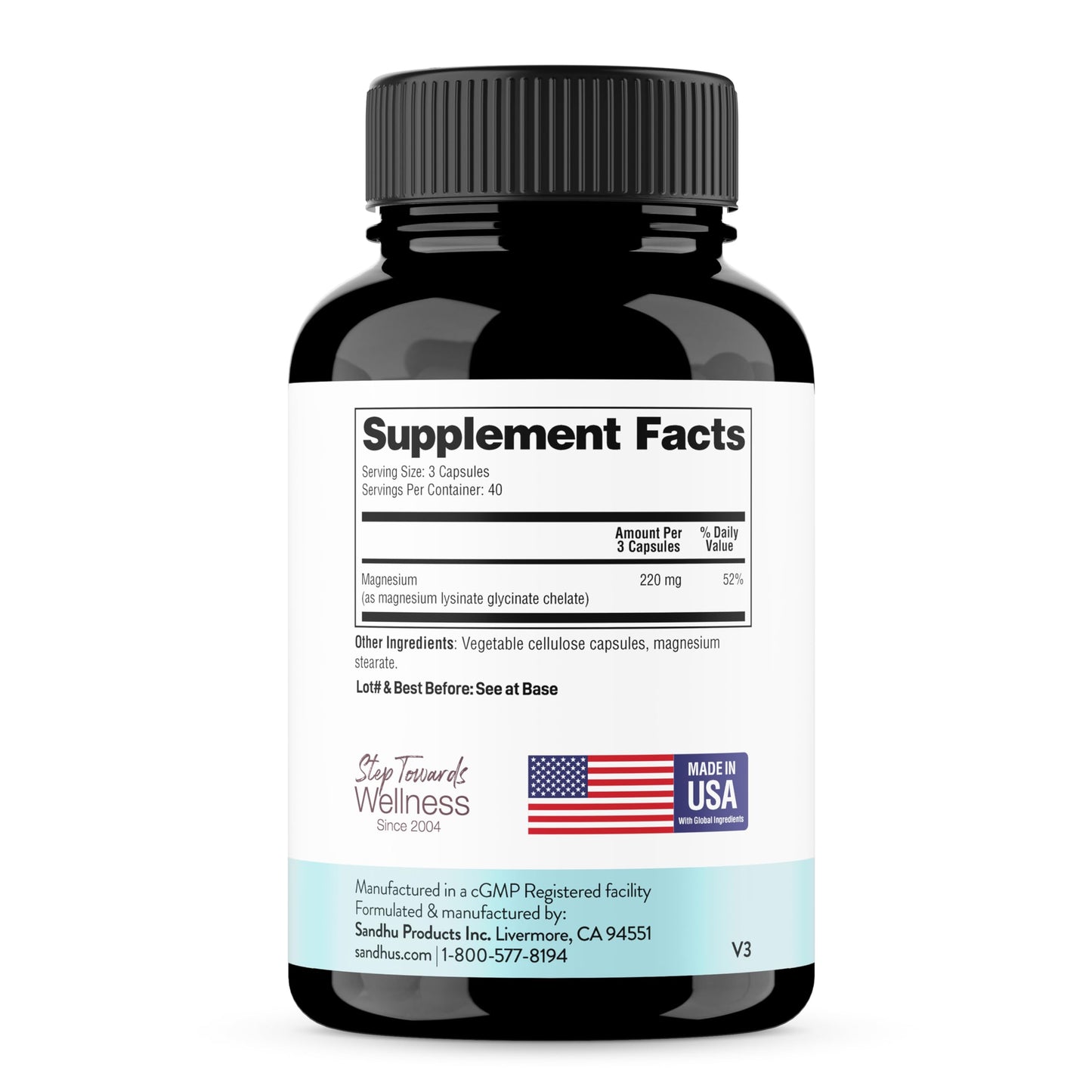 Sandhu's Magnesium Glycinate Lysinate Capsules, 120 Count