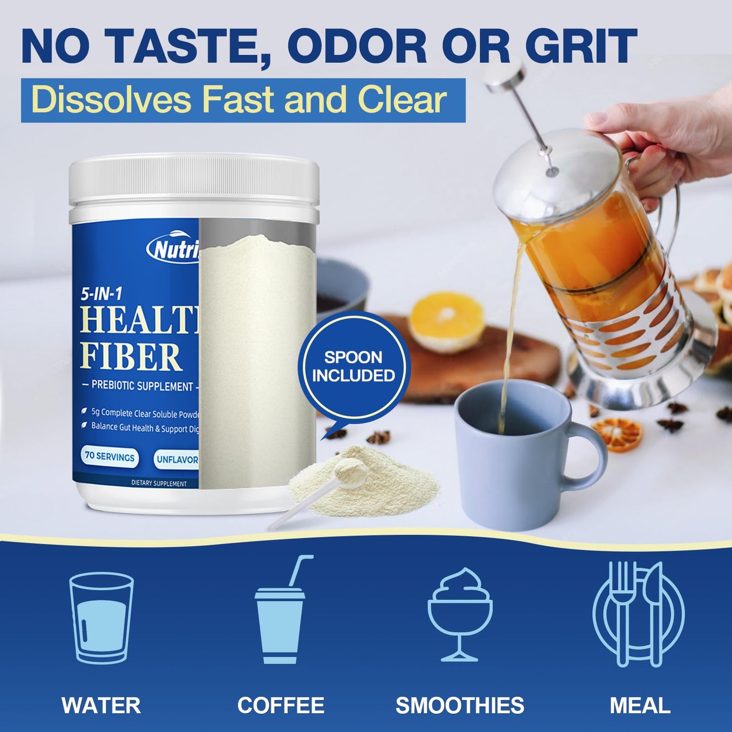 NutriGut Prebiotic Fiber Powder, 12 oz, 70 Servings