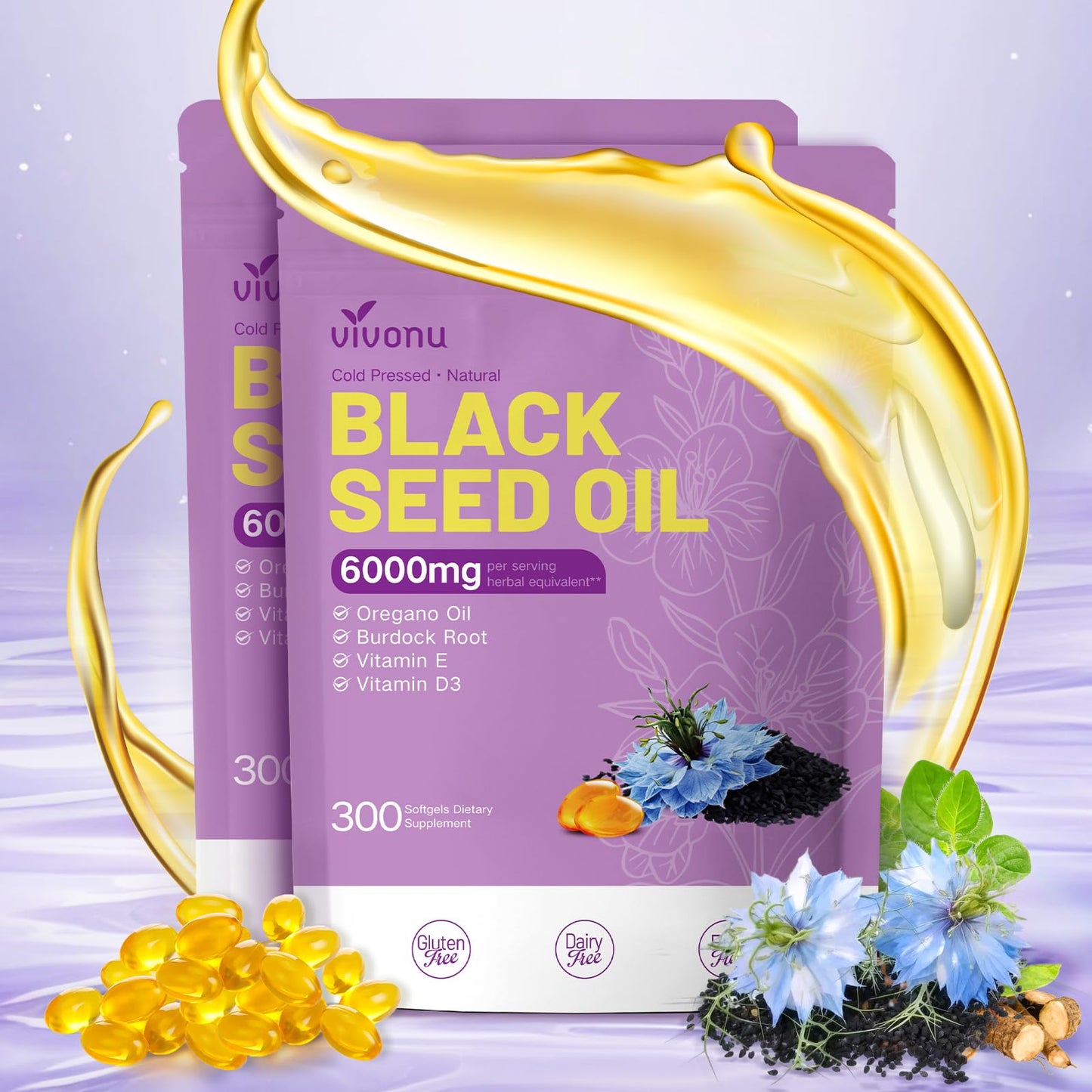 VivoNu Black Seed Oil Softgels 600 Count