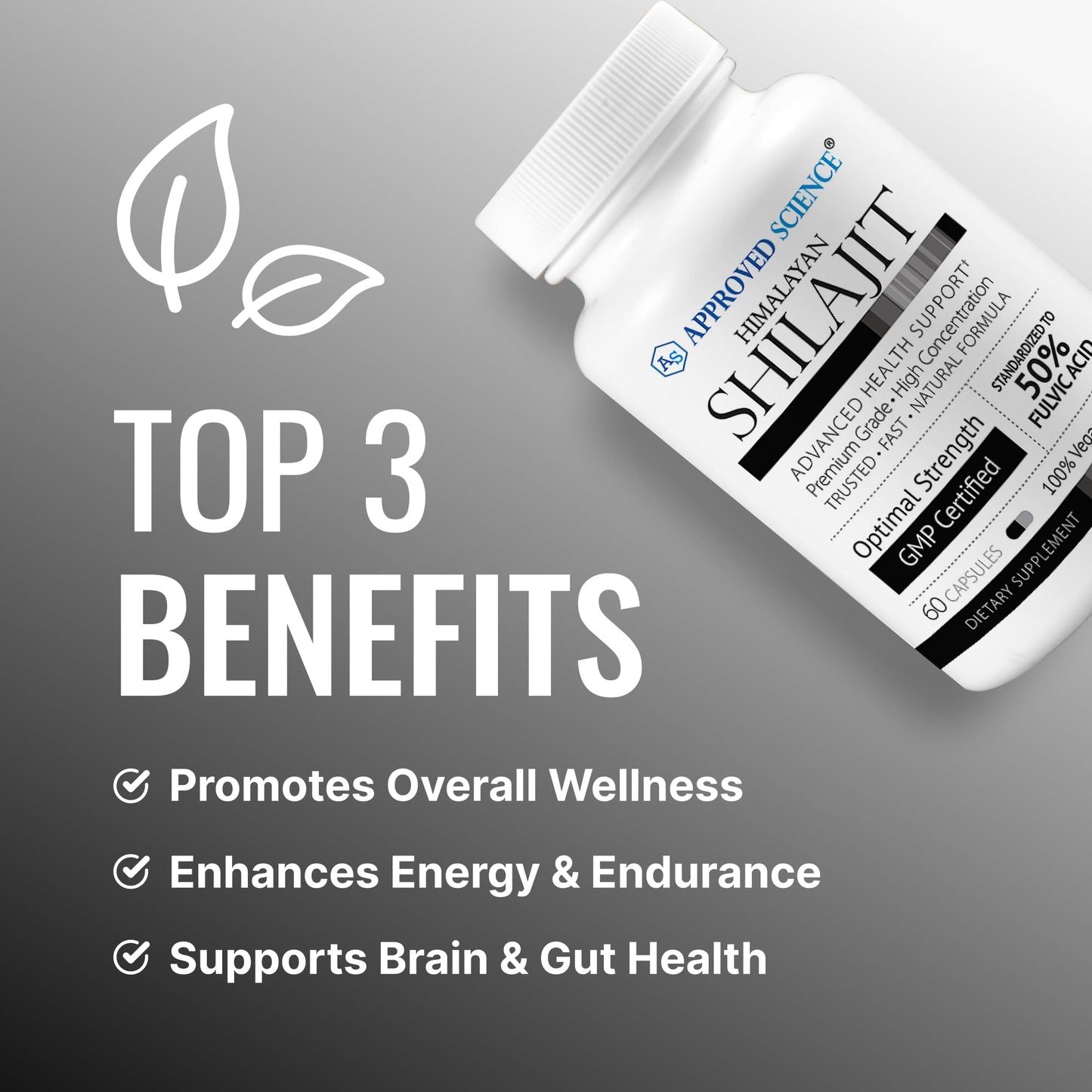 Approved Science Himalayan Shilajit 1000mg Serving, 50% Fulvic Acid, 30:1 Extract - High-Potency Shilajit Supplement - Third-Party Tested, 360 Capsules