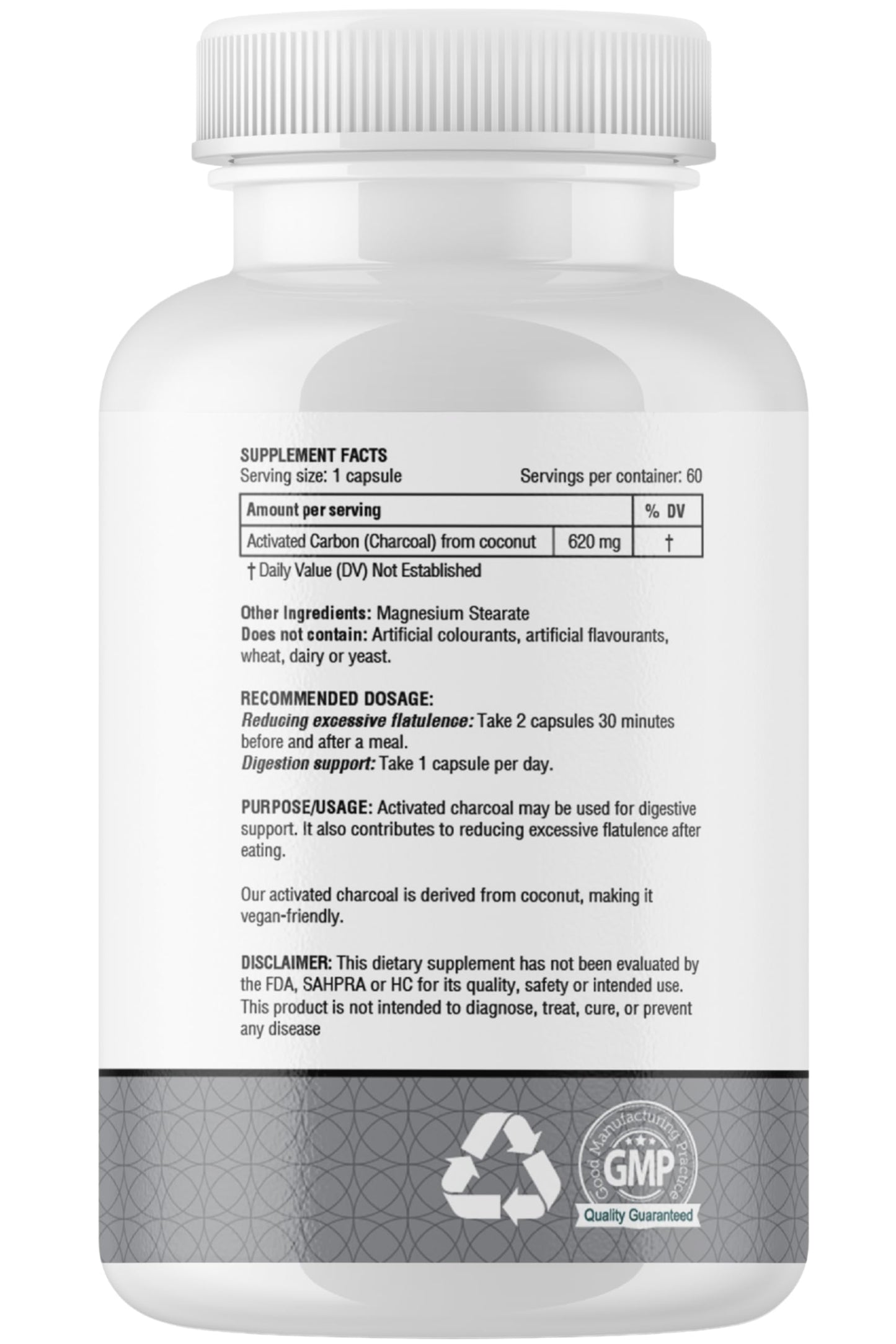 obel Coconut Derived Activated Charcoal 1240 mg, 60 Capsules