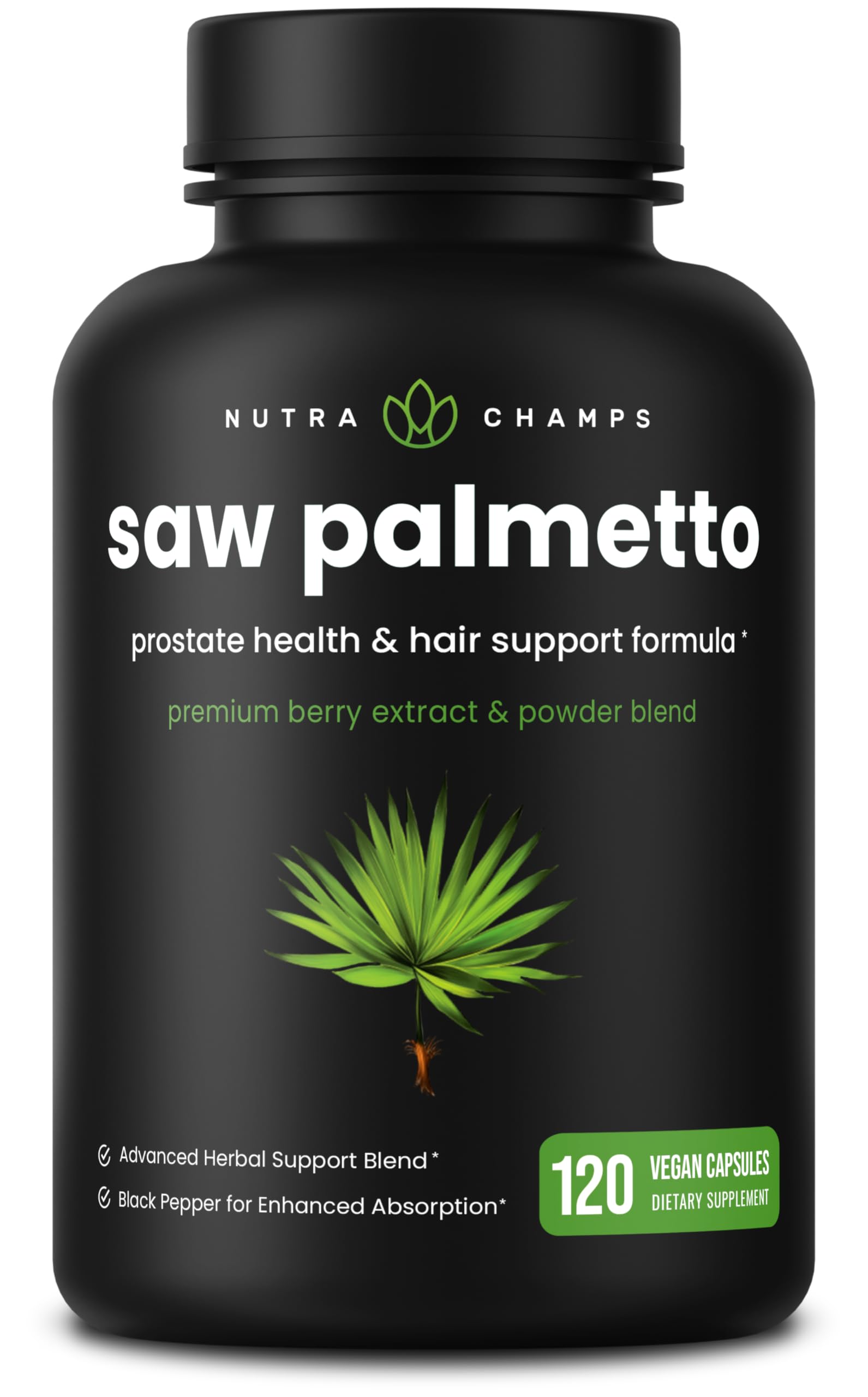 NutraChamps Saw Palmetto Supplement for Prostate Health Capsules 120 Count