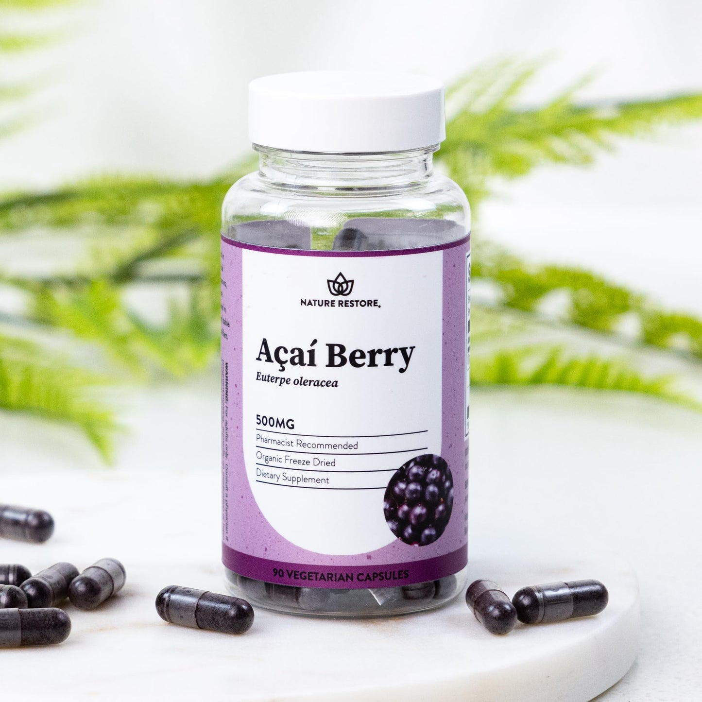 Nature Restore Organic Acai Berry Supplement Capsules 90 Count