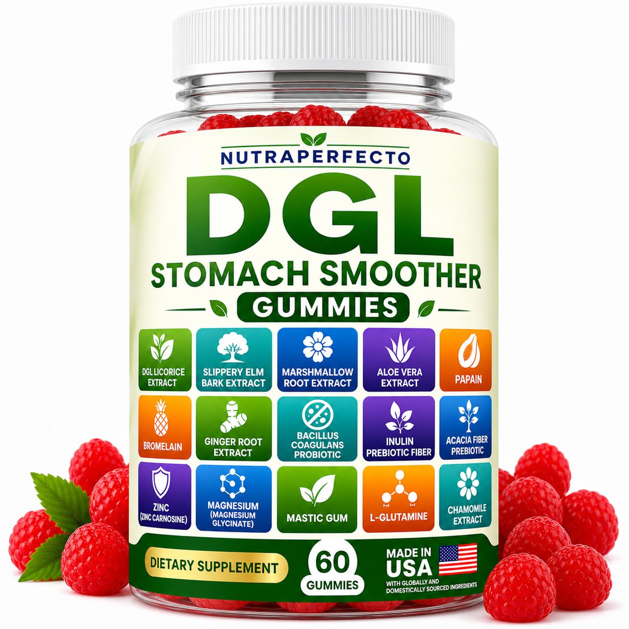 NutraPerfecto Sugar Free DGL Stomach Smoother Gummies, 60 Count