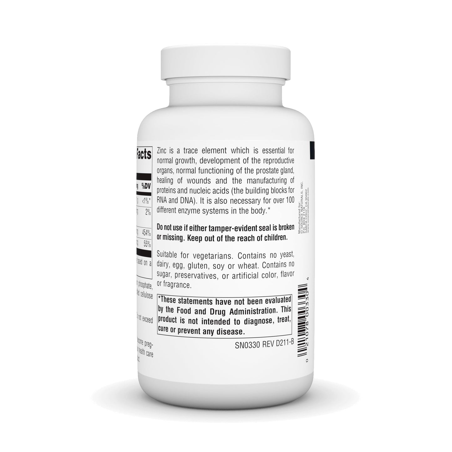 Source Naturals Zinc Amino Acid Chelate 50 mg Tablets, 250 Count