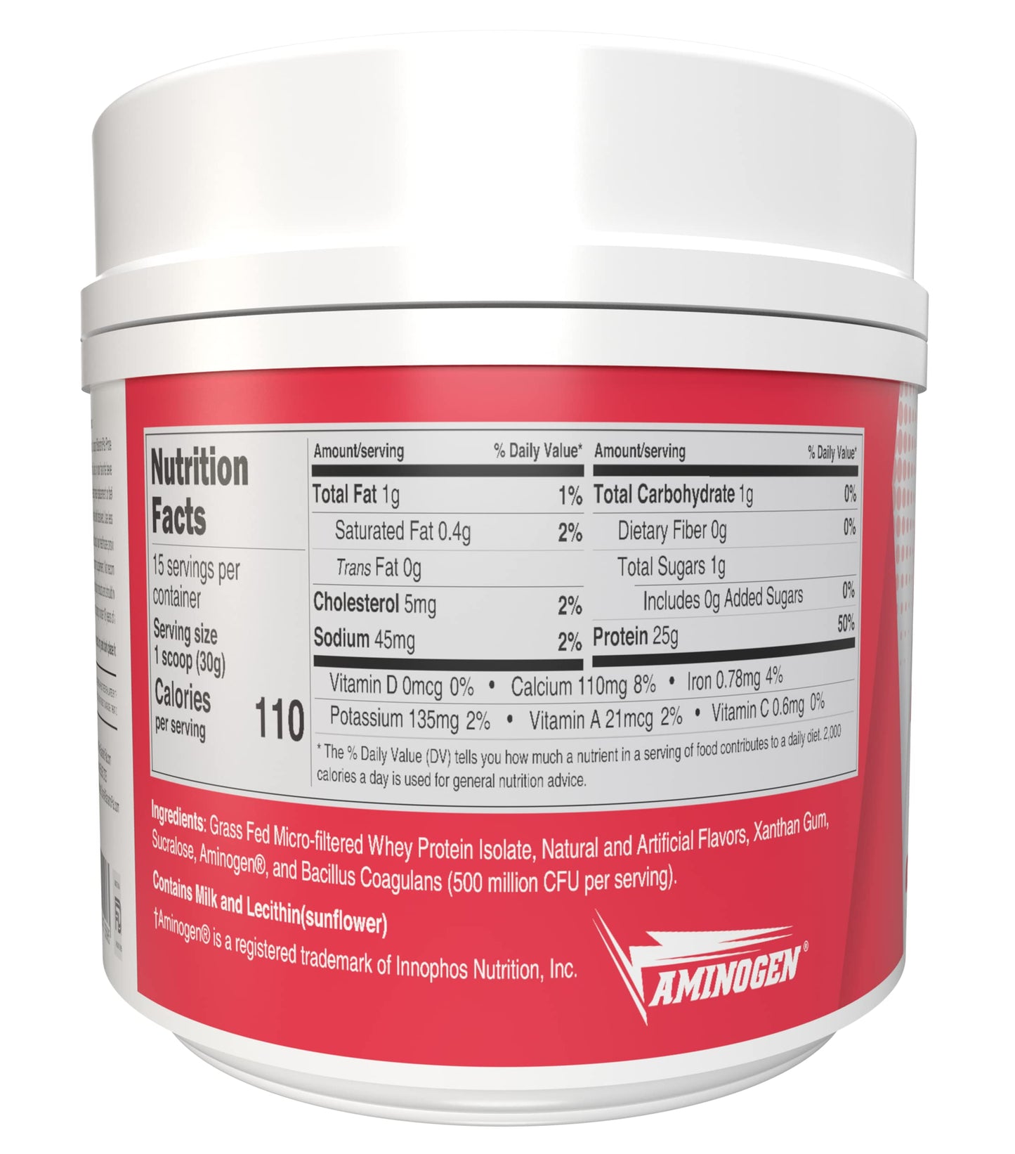 BariatricPal Clean Whey Protein with Probiotics Strawberry Powder, 16 Servings