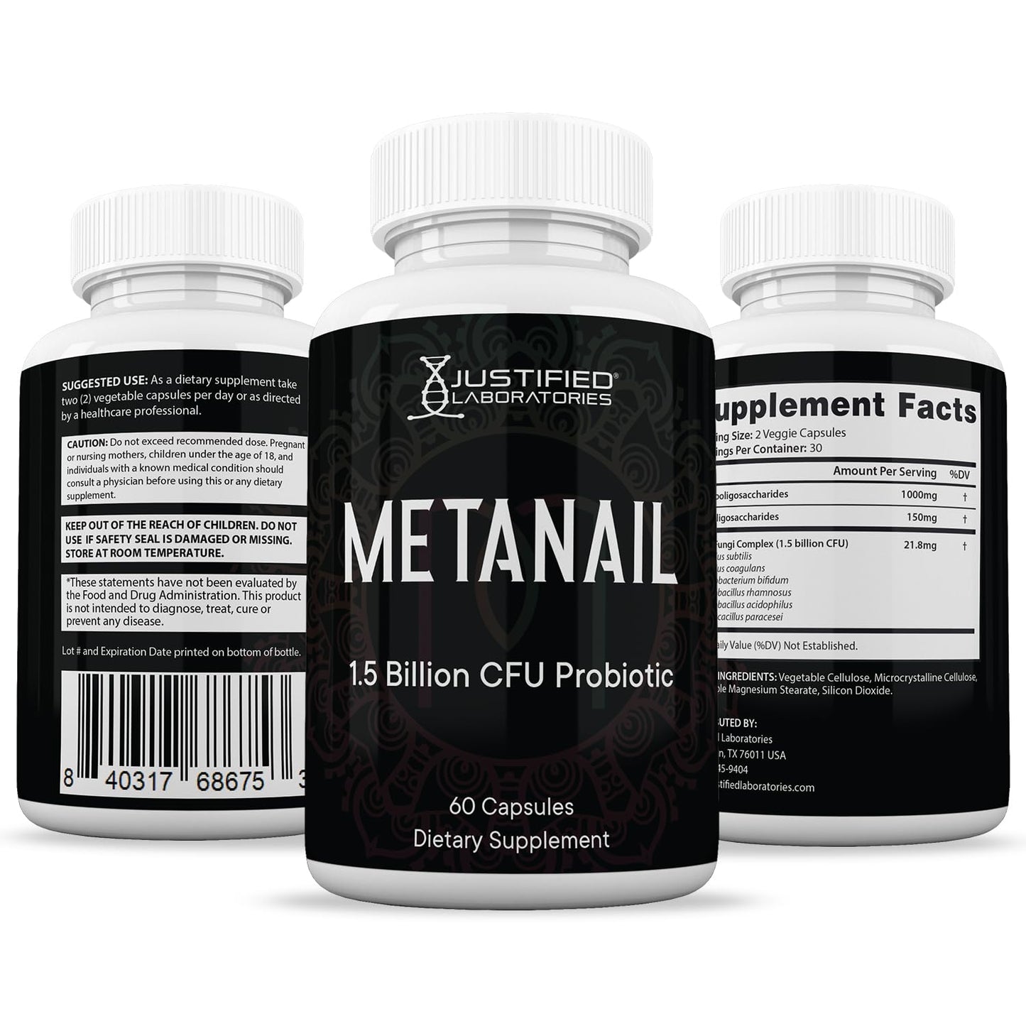 Justified Laboratories Metanail 1.5 Billion CFU Probiotic Nail Support Capsule 60 Capsules