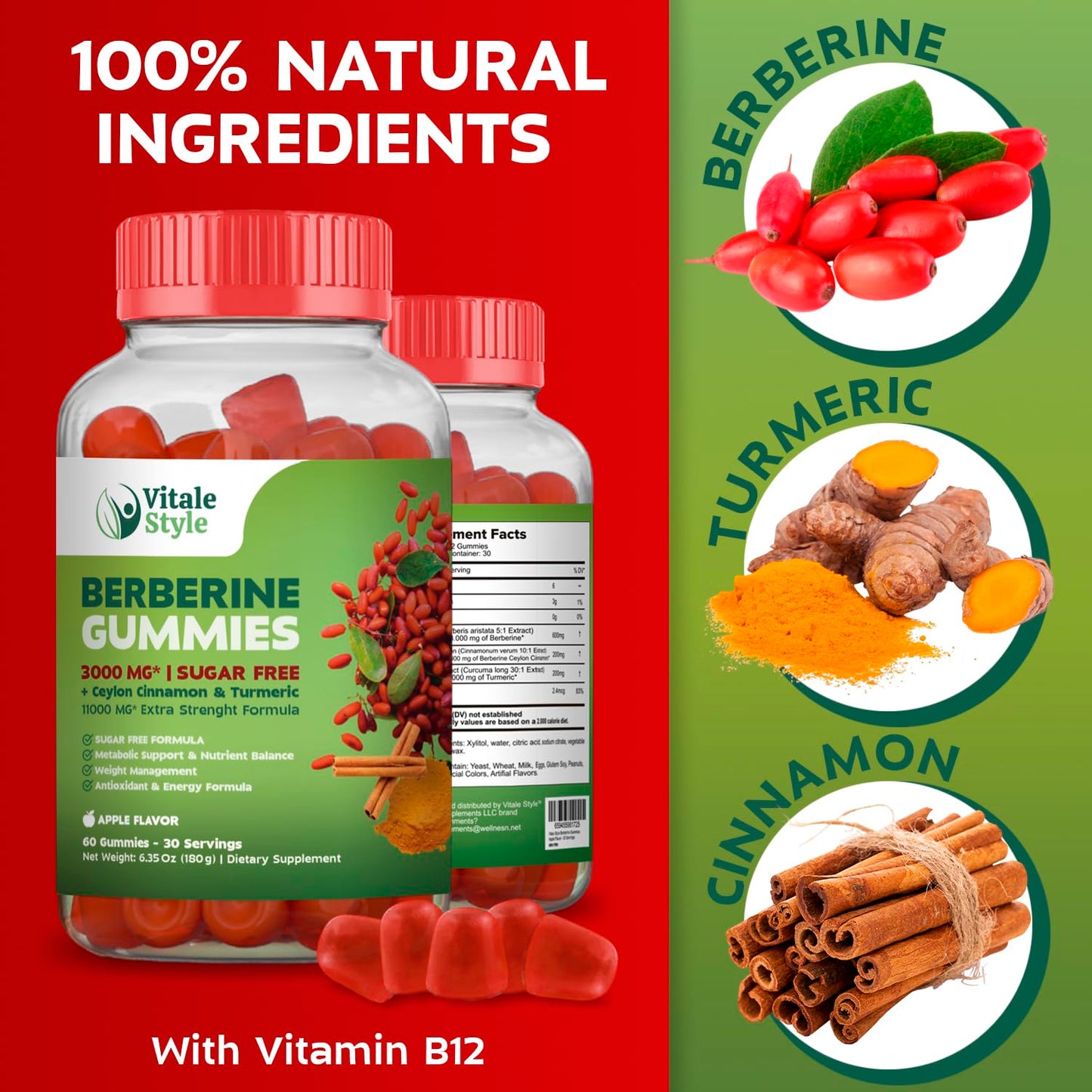Vitale Style Weight Management Berberine 3000mg Gummies 60