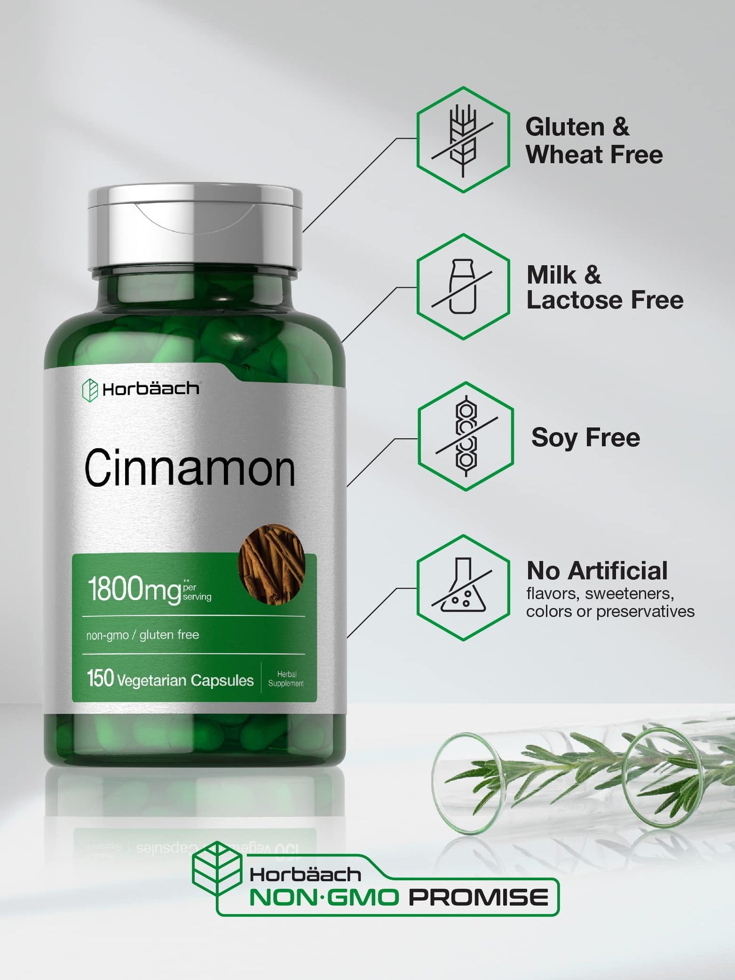 Horbäach Cinnamon Capsules 150 Count