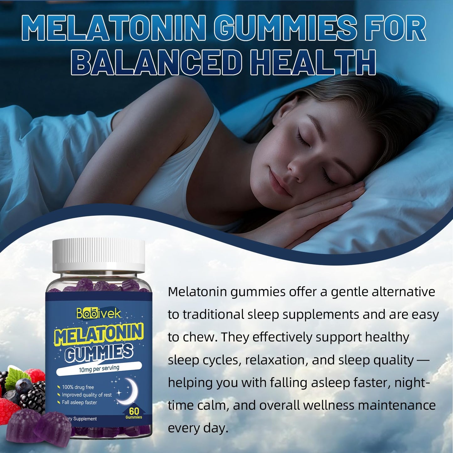 Babivek Melatonin 10mg Gummies, 60 Count