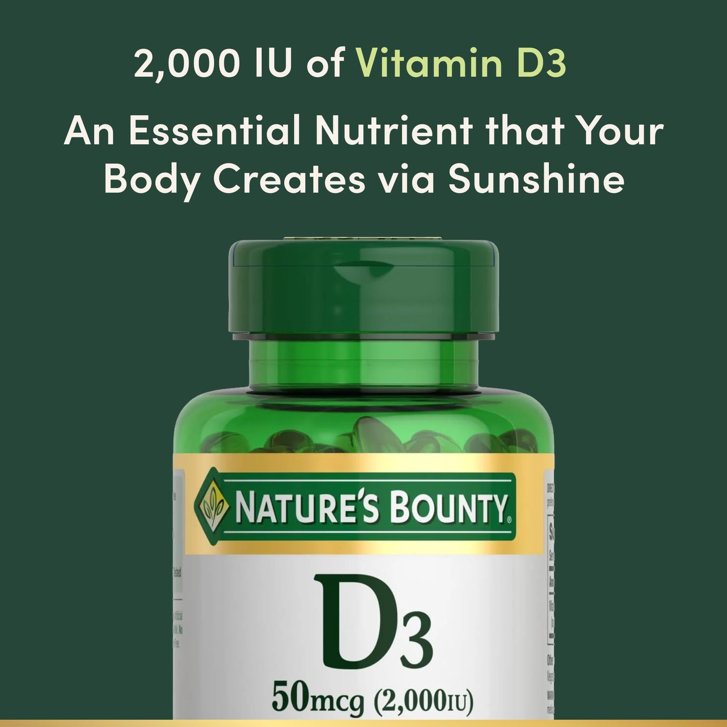 Nature's Bounty Vitamin D3 2000 IU Softgel, 350 Softgels