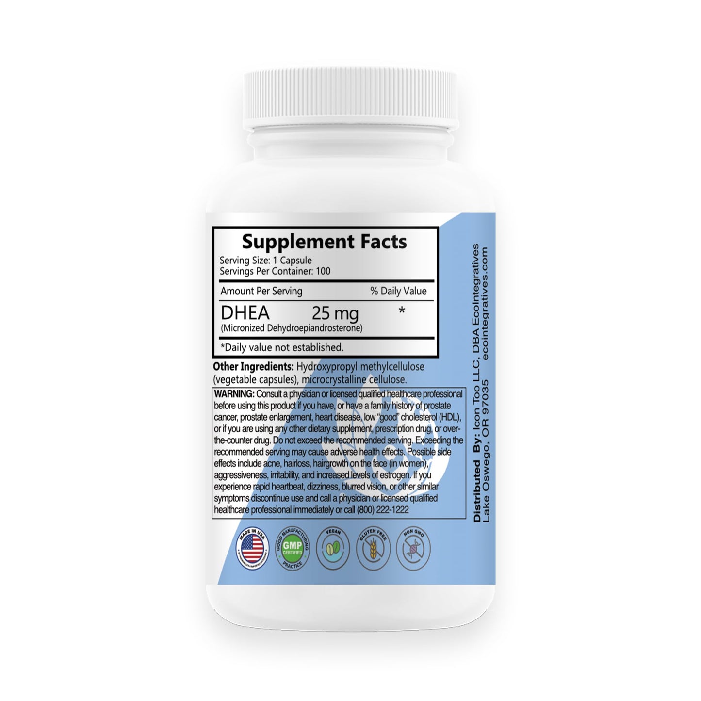 EcoIntegratives DHEA 25 mg Micronized Capsule, 90 Count