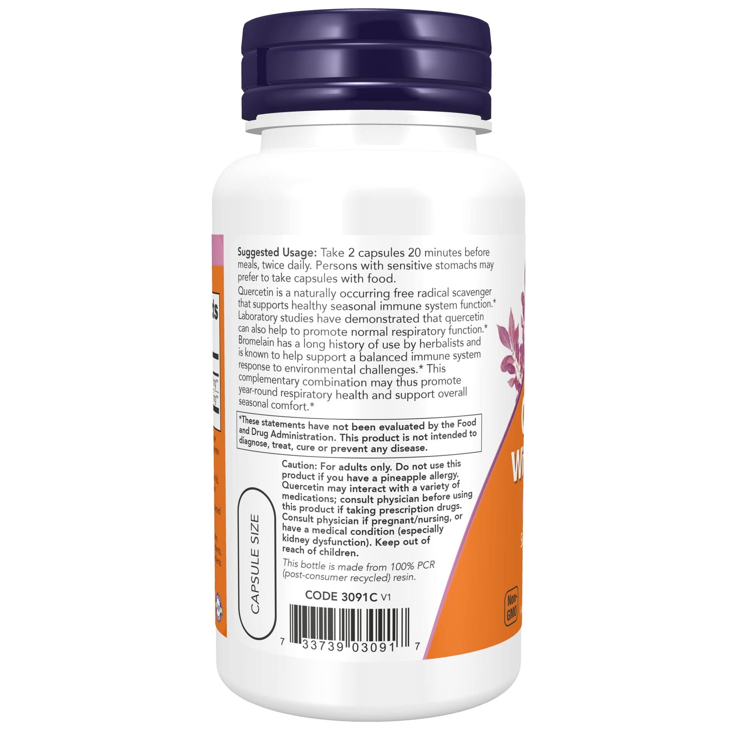 NOW Foods Quercetin with Bromelain Capsule, 60 Count