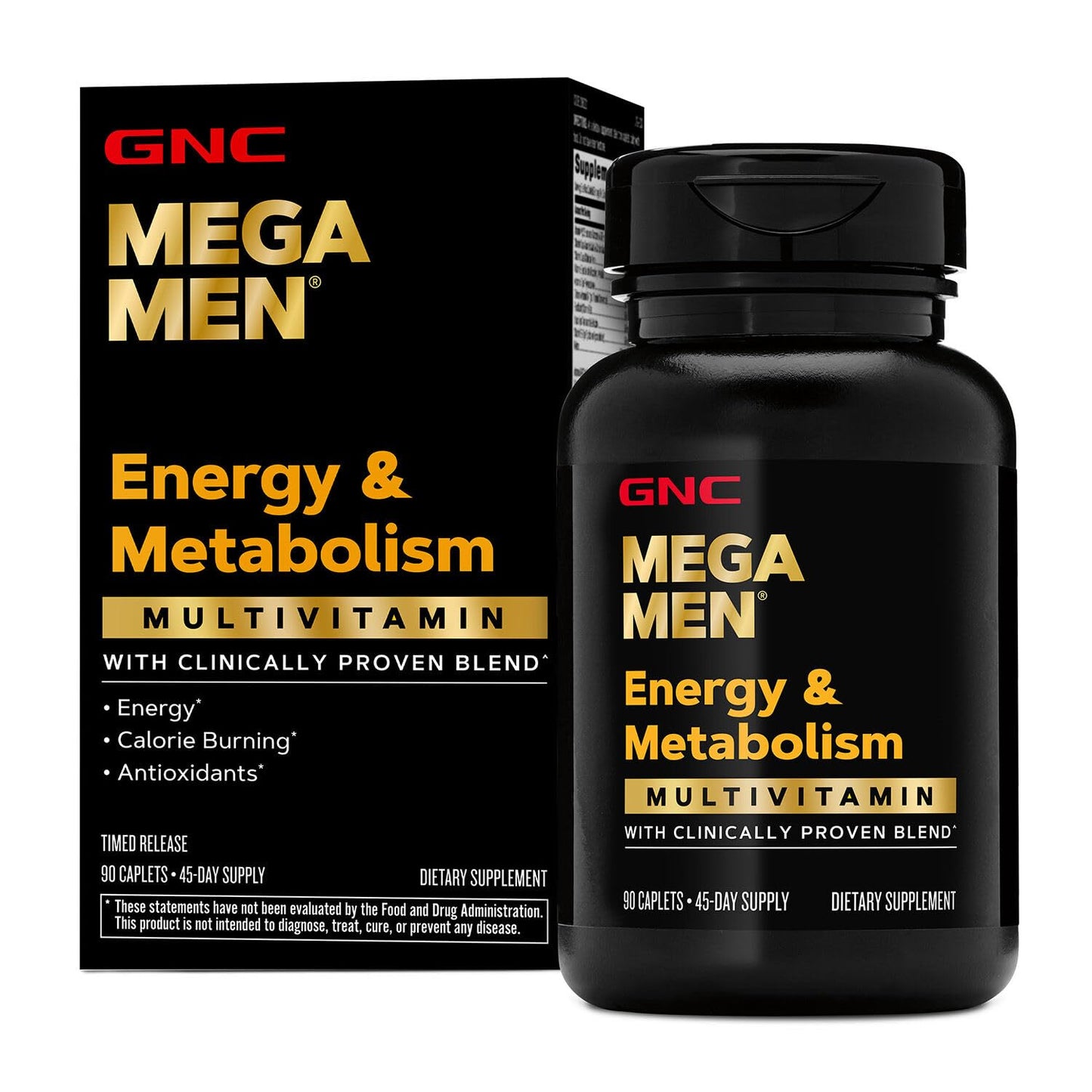 GNC Mega Men Energy & Metabolism Multivitamin for Men Caplets, 90 Count