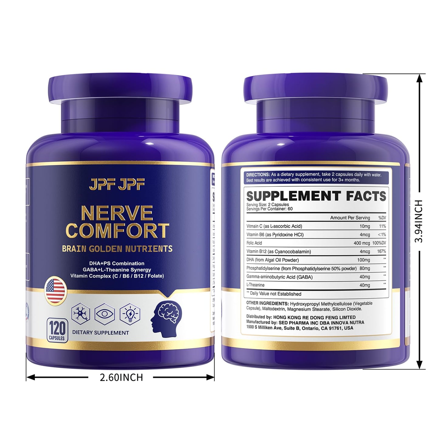 JPFJPF Brain Supplement Memory Focus, 5 in 1 Phosphatidylserine, 120 Capsules