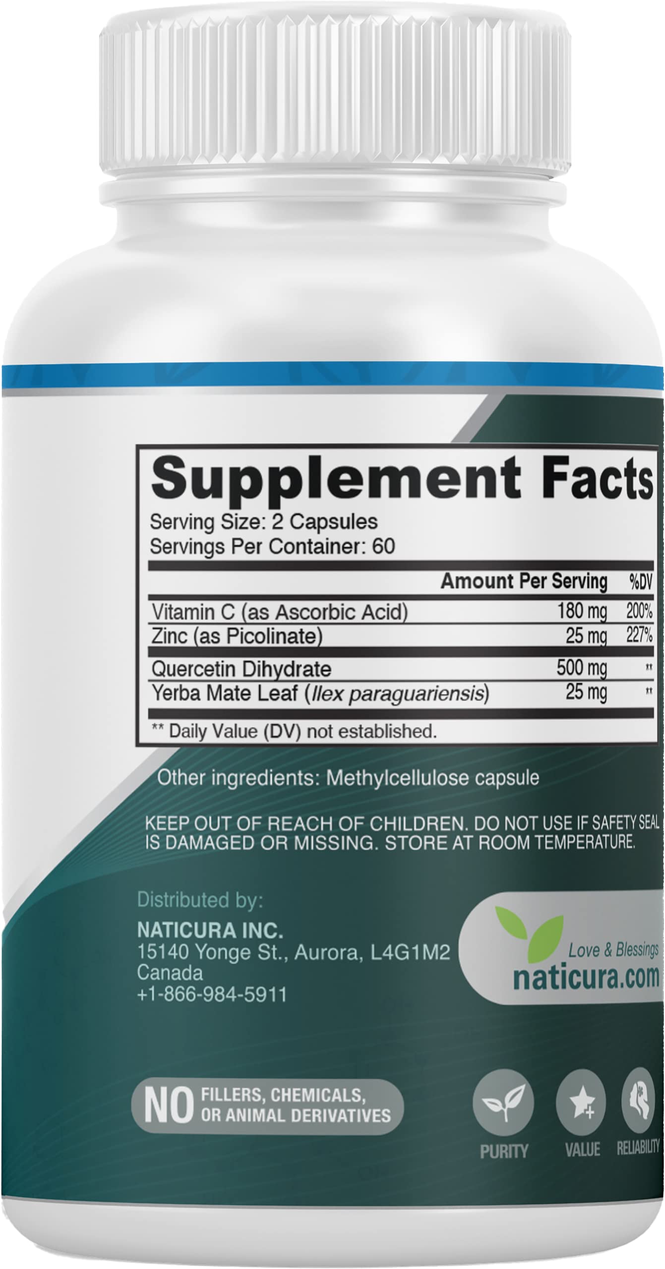 Naticura Zinc Quercetin Immune Support Supplement with Vitamin C Capsule 1 Count