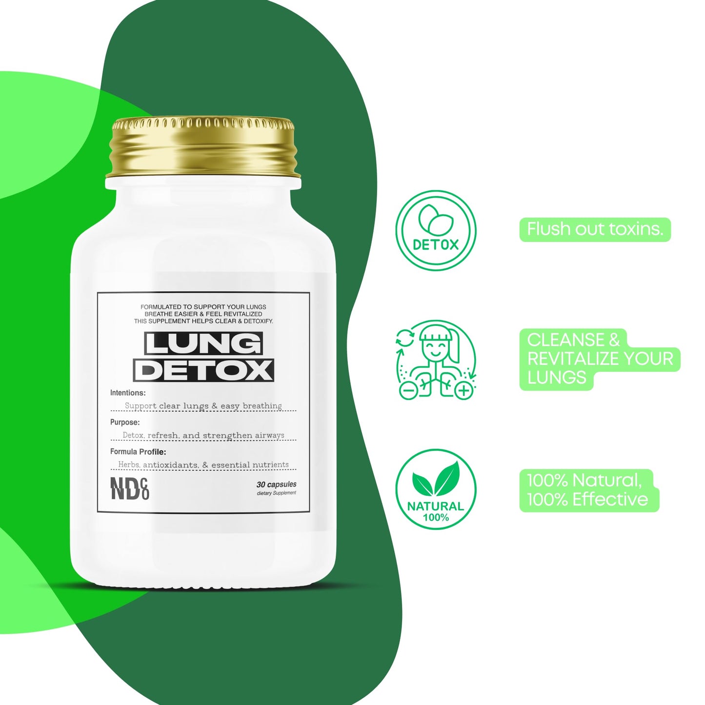 Lung Detox By NDCO Powerful Lung Detox & Cleanse 60 Capsules