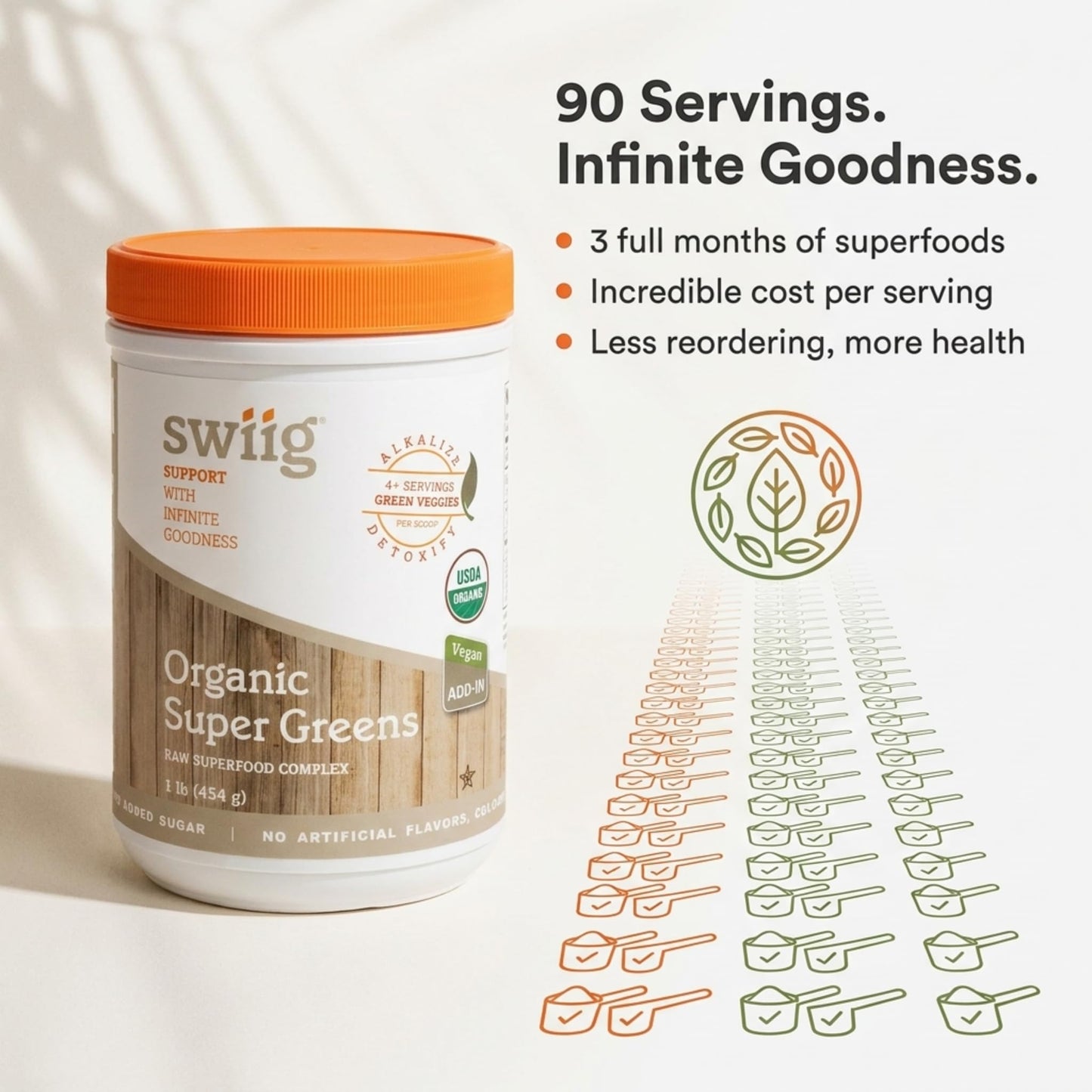 swiig Organic Super Greens Powder, 16 oz