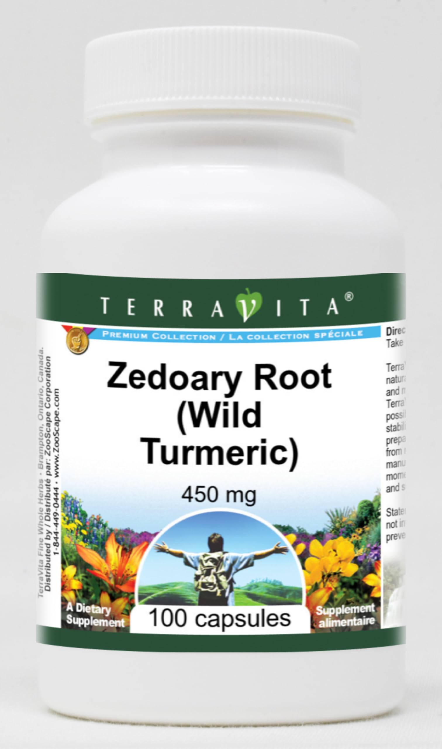 Terravita Zedoary Root (Wild Turmeric) - 450 mg Capsules, 300 Count