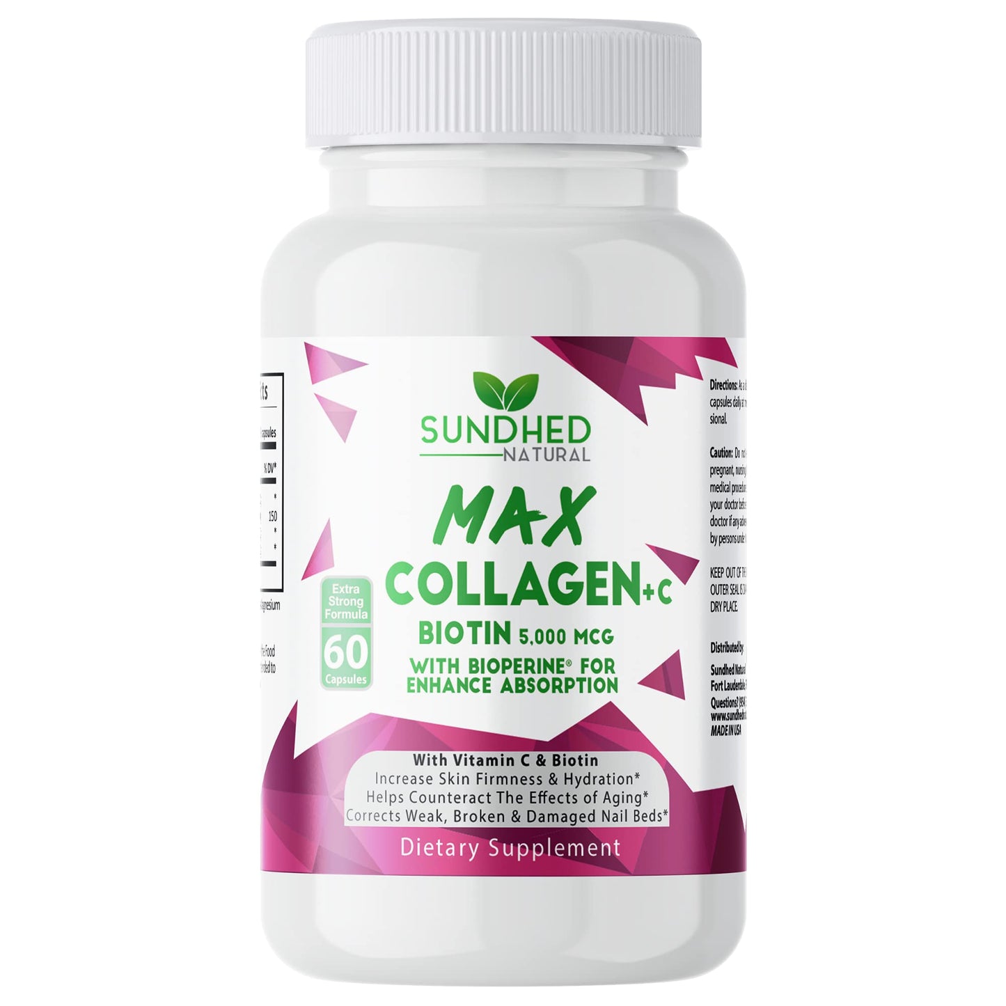 Sundhed Natural Max Collagen Plus C Capsules, 60 Count