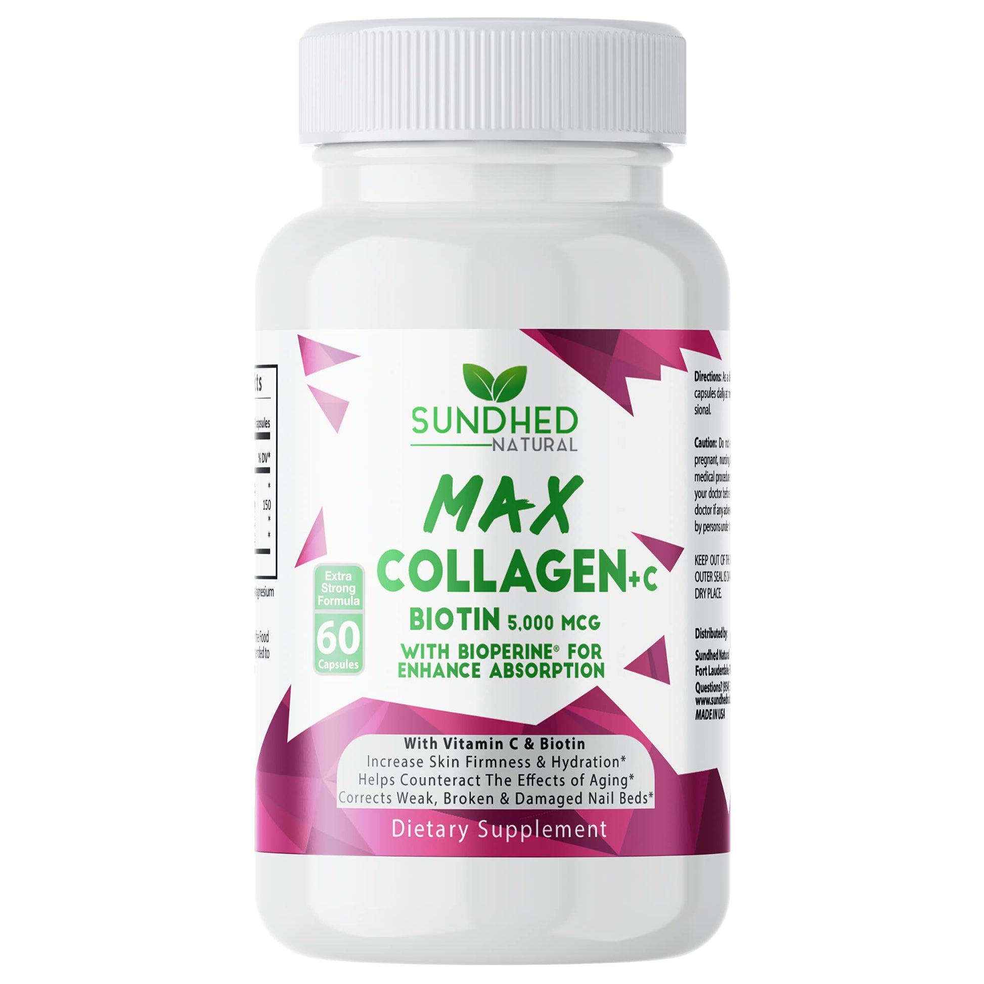 Sundhed Natural Max Collagen Plus C Capsules, 60 Count