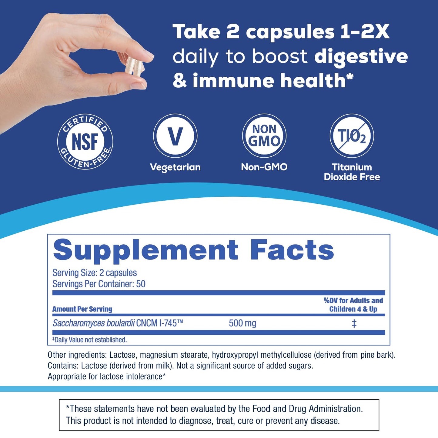 Florastor Probiotics for Digestive and Immune Health Capsules, 100 Count