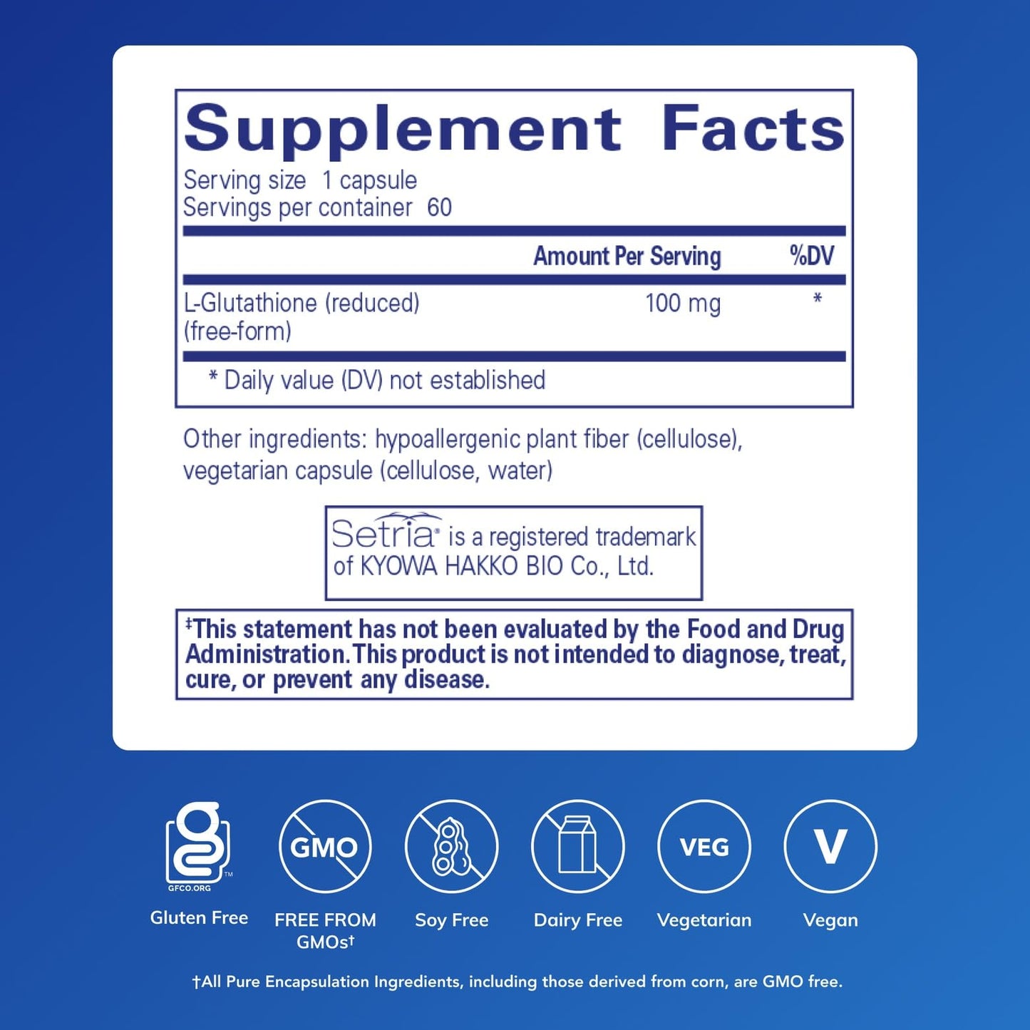 Pure Encapsulations Reduced Glutathione Capsules 60