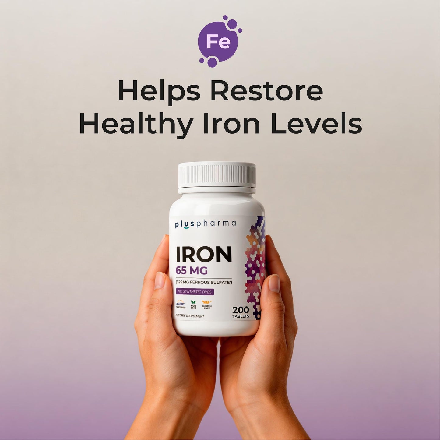 PlusPharma Iron 65 mg (from 325 mg Ferrous Sulfate) High Potency Iron Supplement, Tablets, 400 Tablets