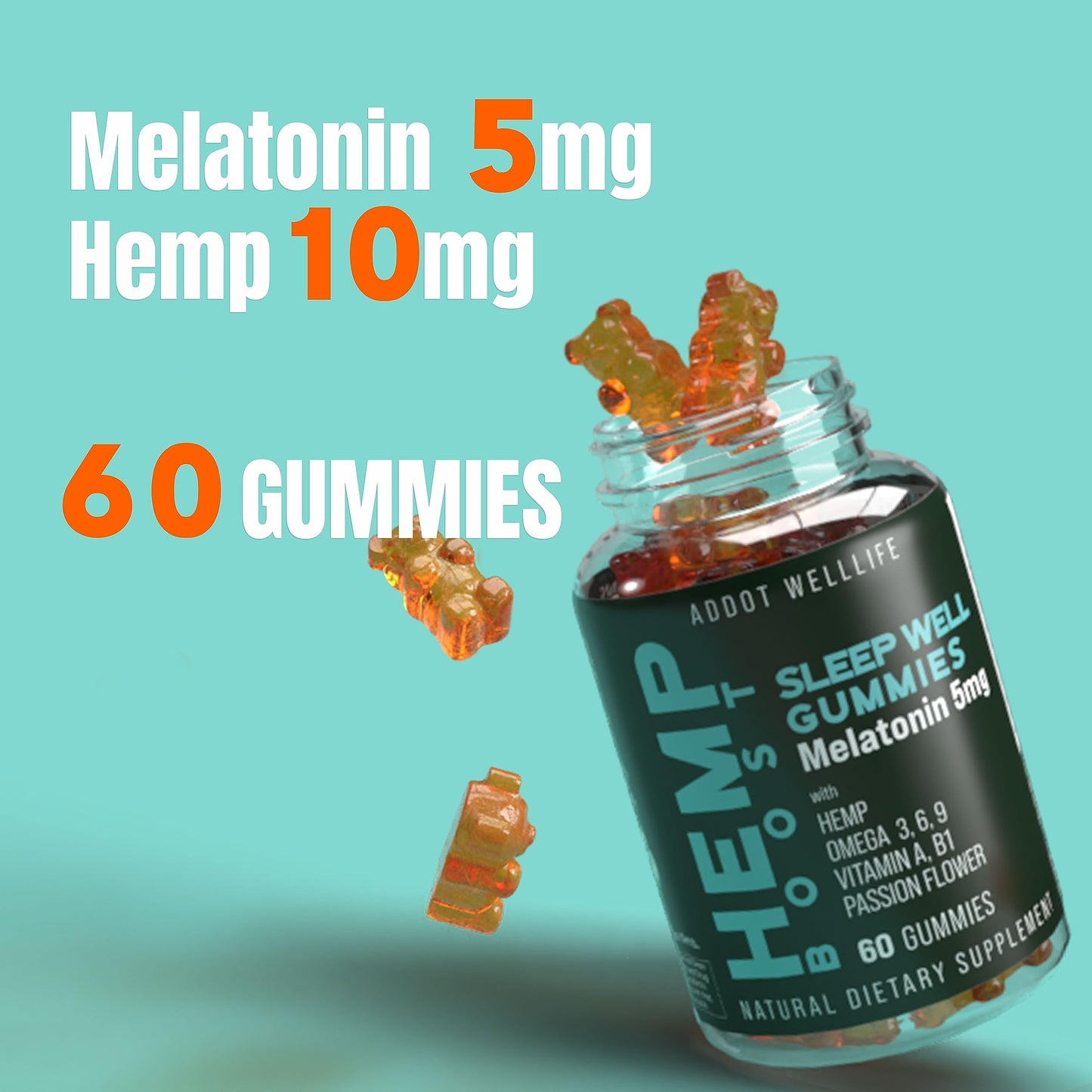 ADDOT Hemp Gummies for Better Sleep and Overall Wellness Welllife, 120 Gummies