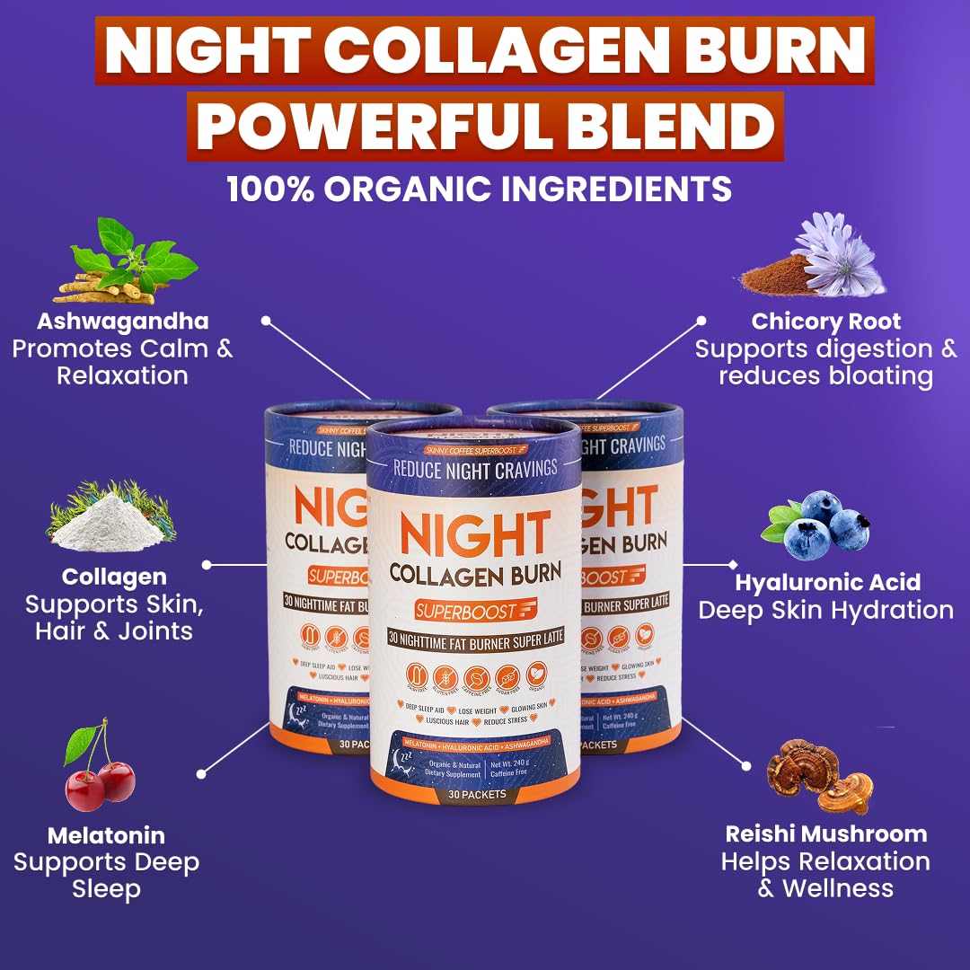 Skinny Coffee SuperBoost Night Collagen Burn Powder 30 Servings