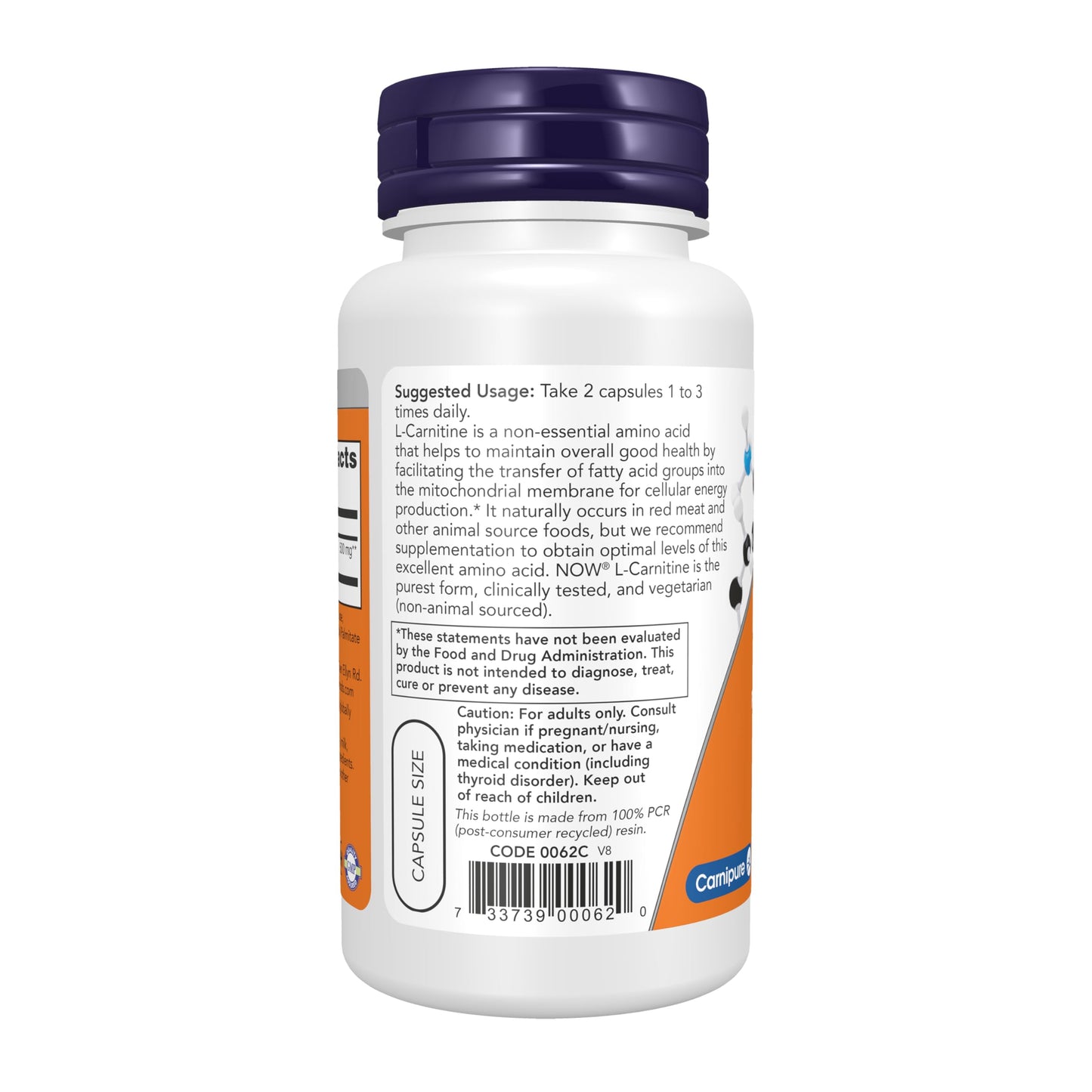 NOW Foods L-carnitine 250mg 120 Capsules