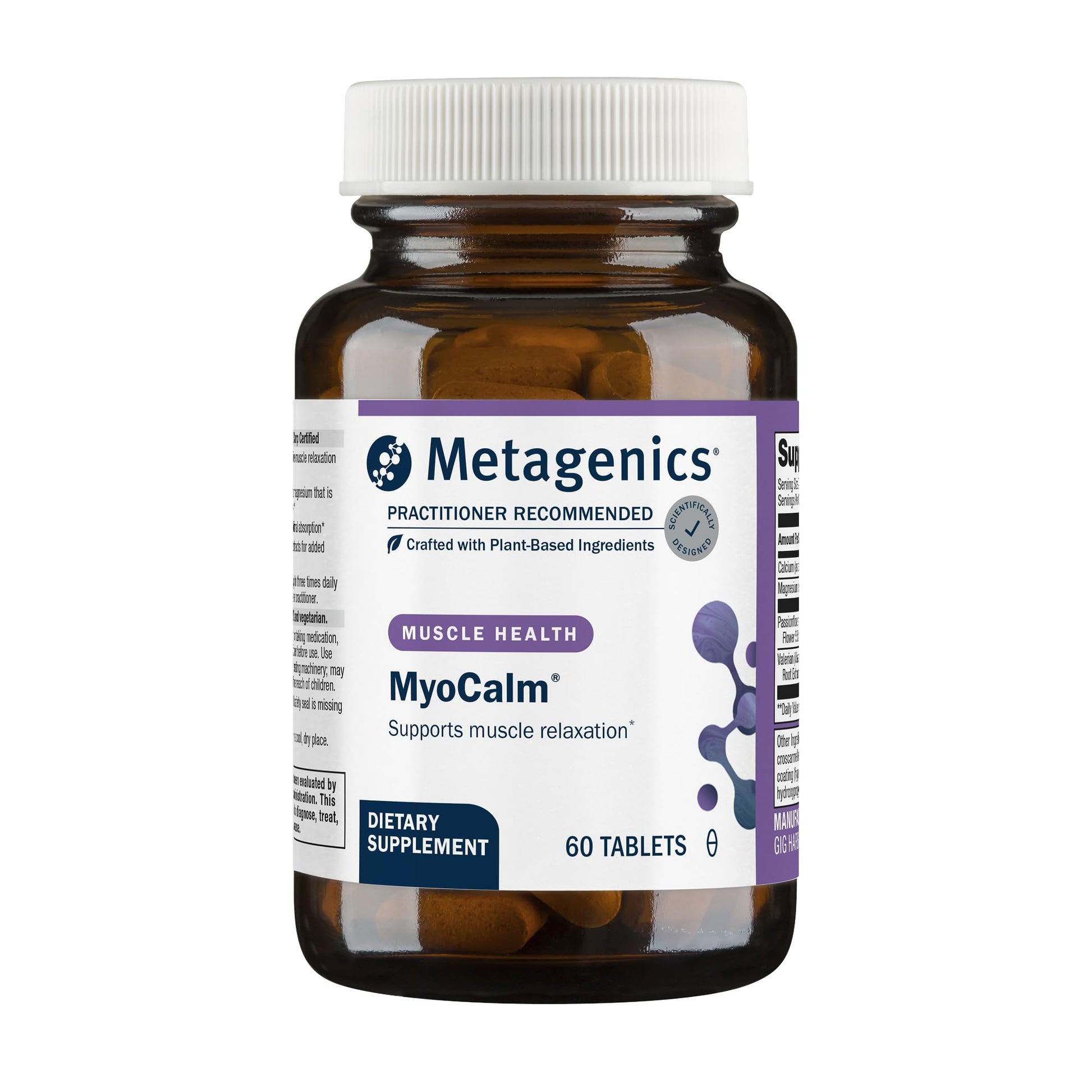 Metagenics MyoCalm Calcium & Magnesium Supplement for Muscle Relaxation with Passionflower & Valerian Root for Enhanced Absorption, Non-GMO, Gluten-Free & Vegetarian, 60 Tablets