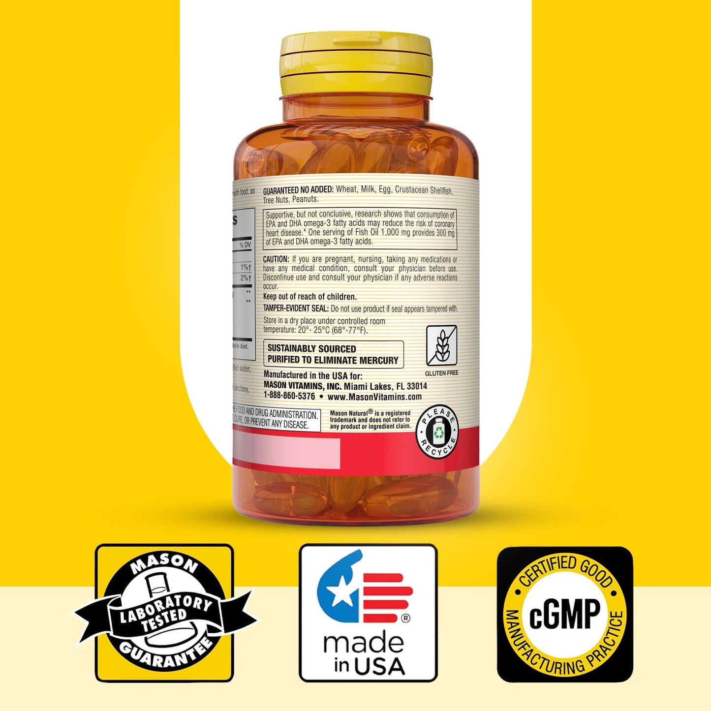 MASON NATURAL Omega-3 Fish Oil Softgel 200 Count