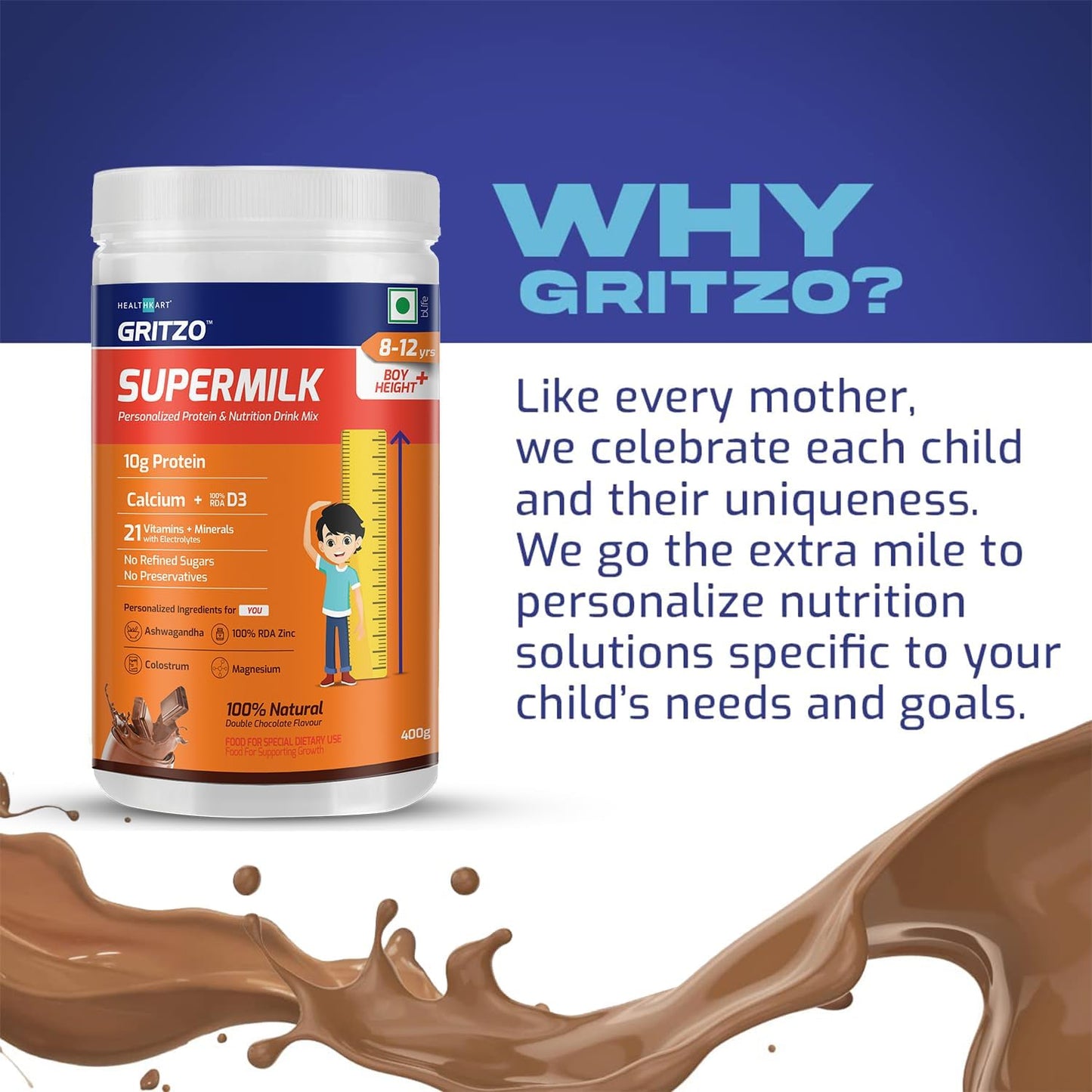 Generic ATS Supermilk Height+ for 8-12Y Boys Powder 14.1 oz