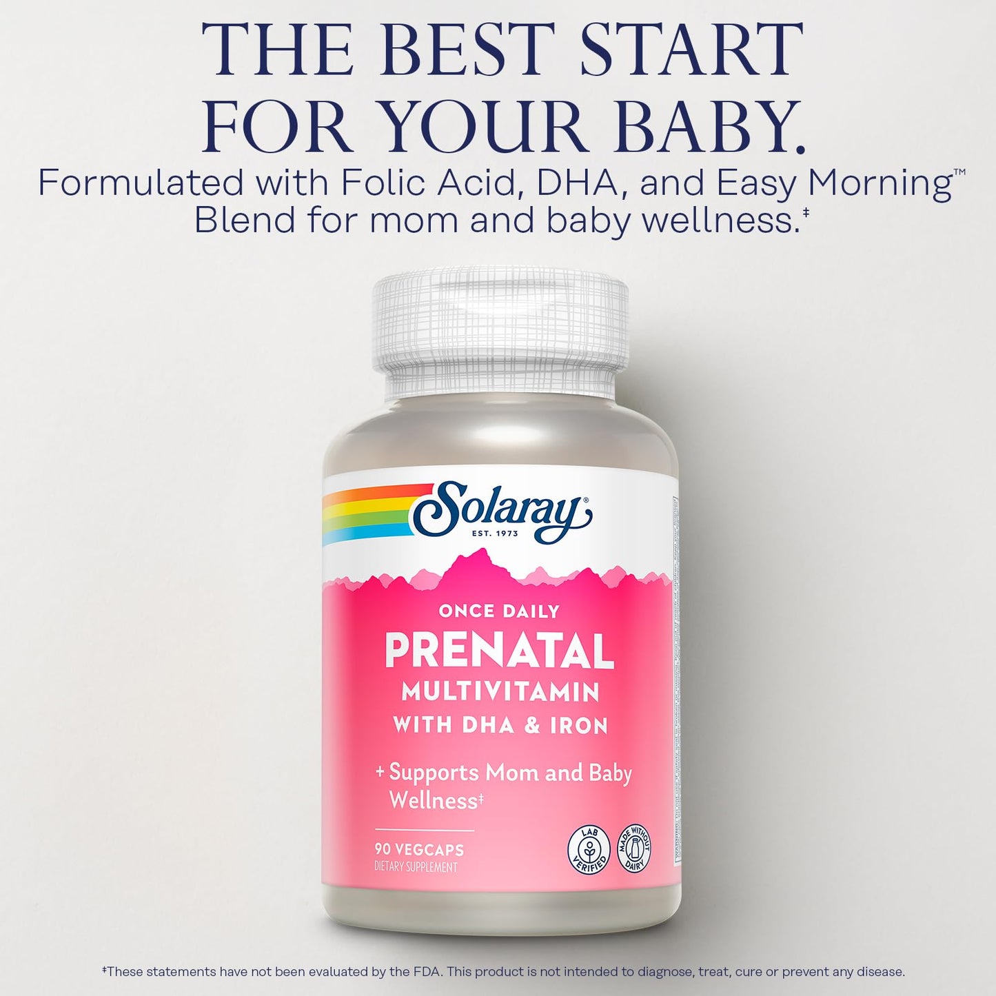 SOLARAY Once Daily Prenatal Multivitamin with DHA & Iron Capsule, 90 Count