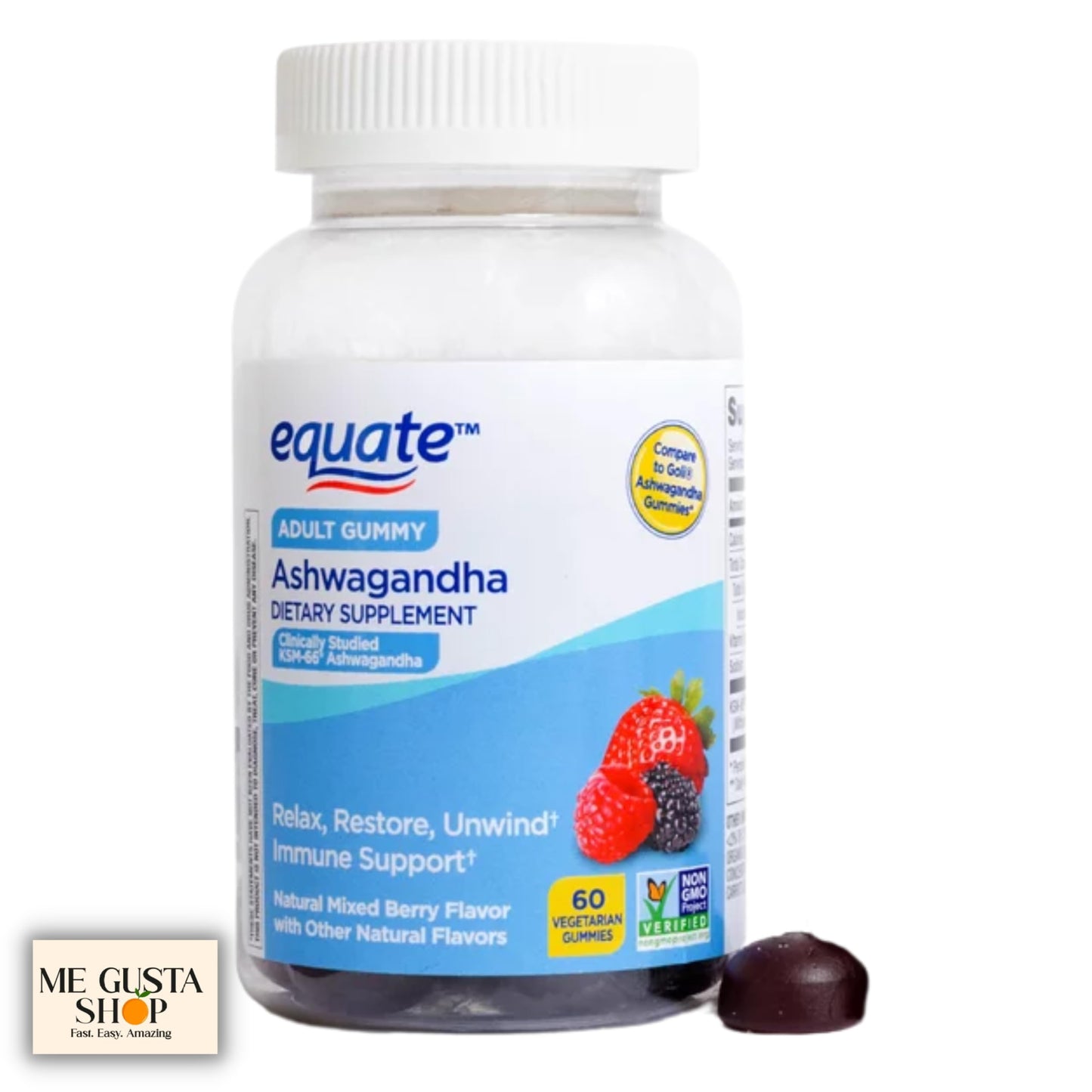 ME GUSTA SHOP Ashwagandha Vegetarian Gummy Supplement, 60 Count