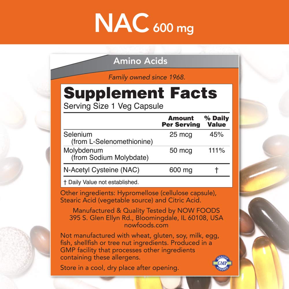 NOW Foods N-Acetyl Cysteine 600mg Capsule, 500 Capsules