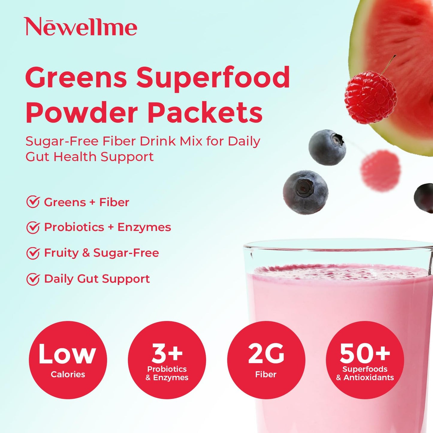 NEWELLME Happy Cleaner Greens Superfood Powder, 8.8 Ounce