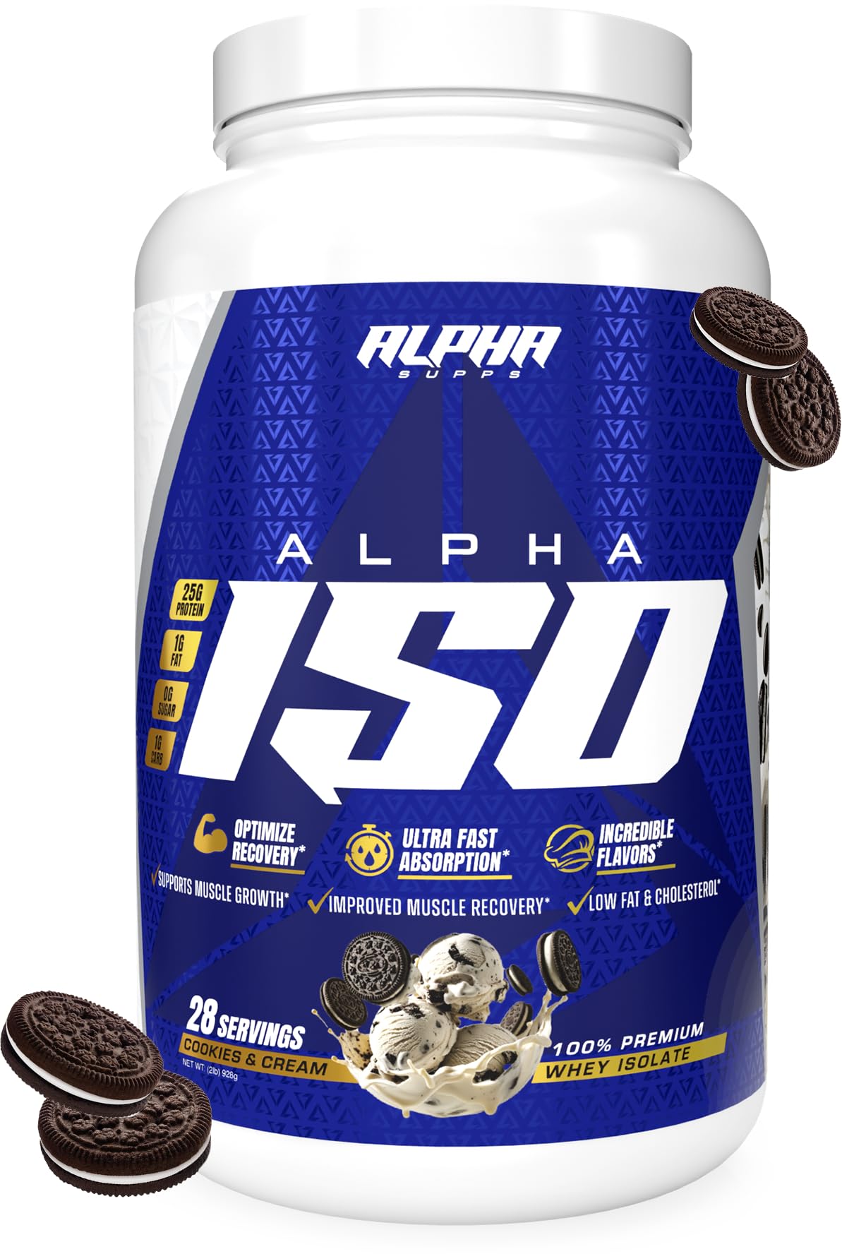 Alpha Supps ISO Low Carb 100% Whey Protein Isolate Powder, 32 Servings