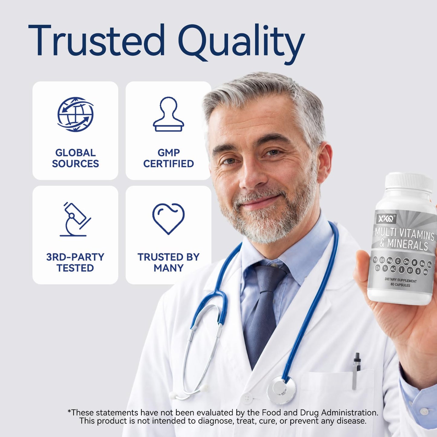 XKQ Multivitamins & Mineral Capsules Once Daily, 80 Capsules