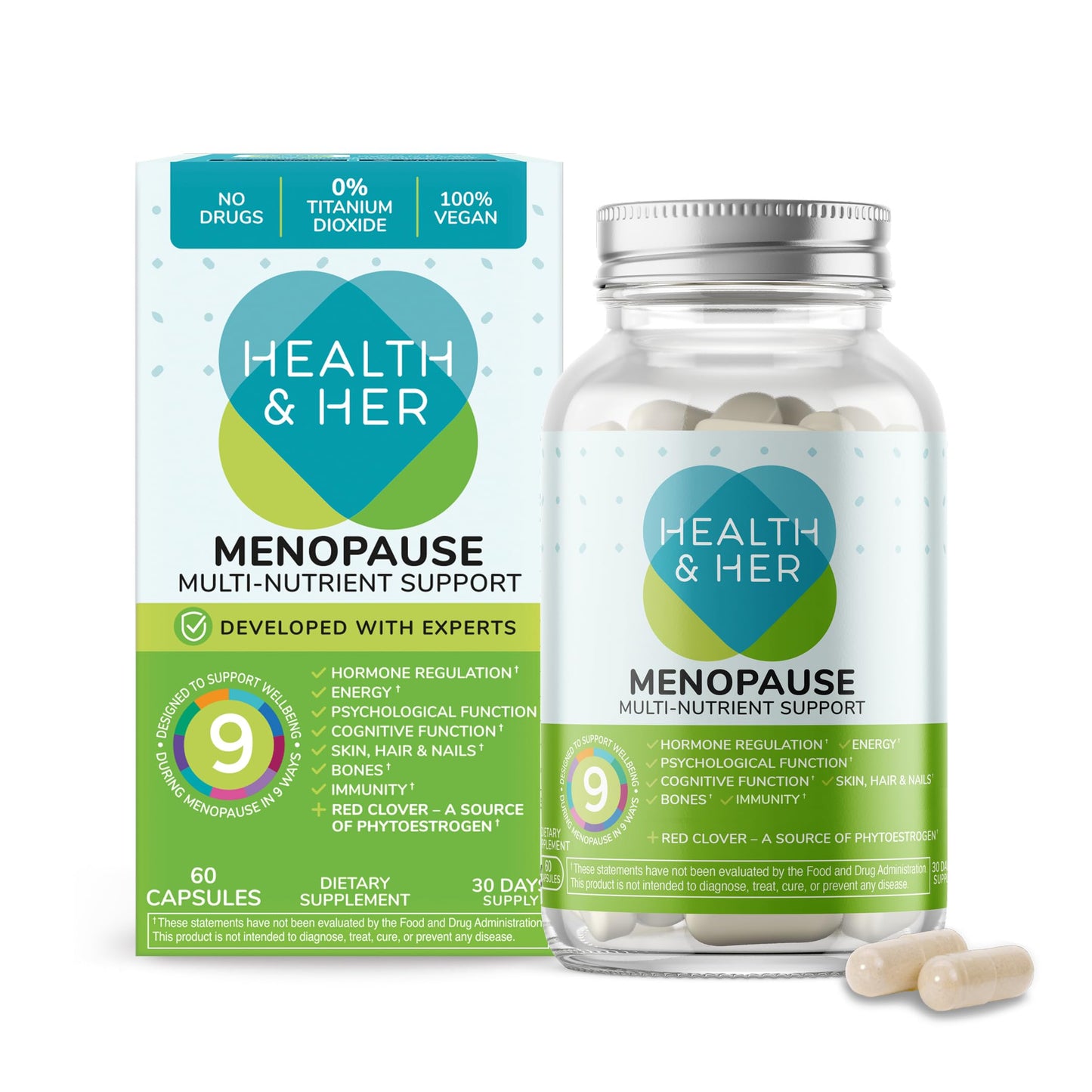 Health and Her Menopause Supplements for Women - Multi-Nutrient Support, 60 Capsules
