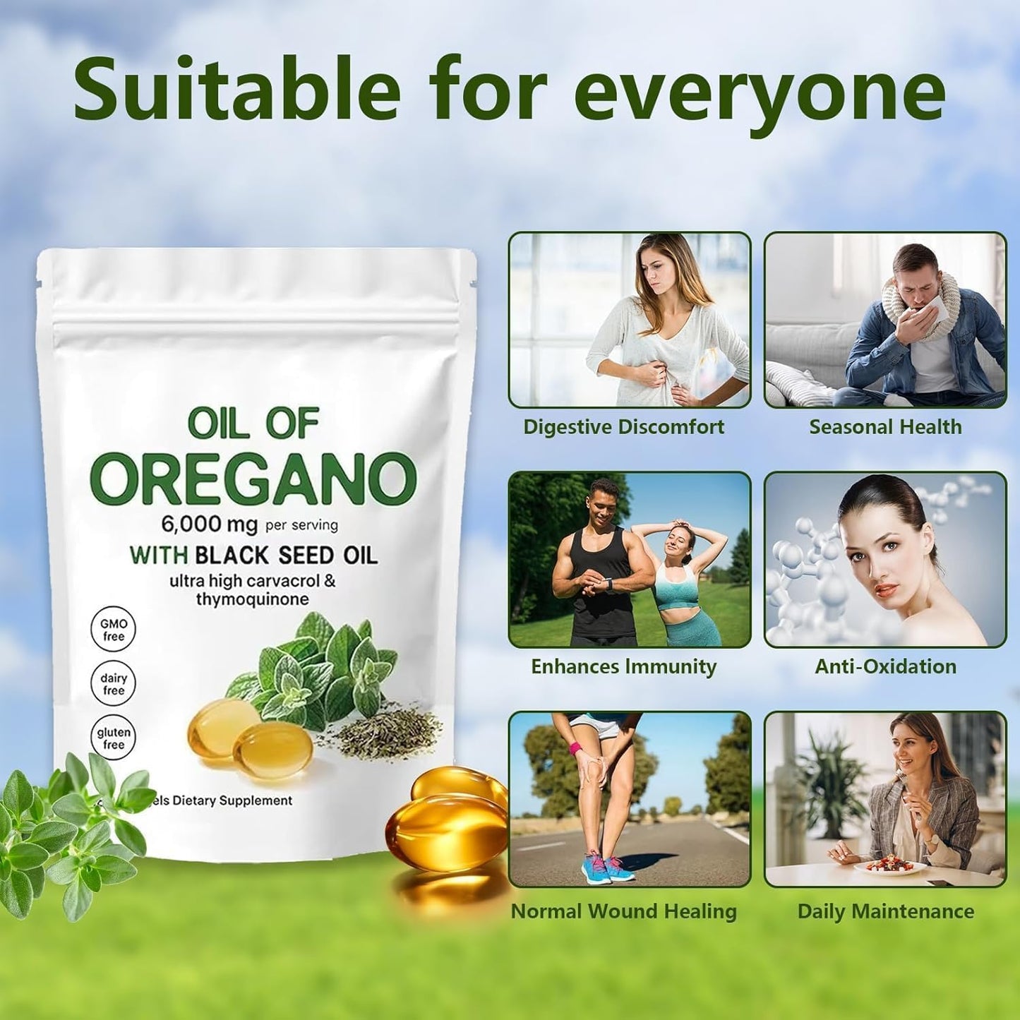 J-PRQ 2-in-1 Oil of Oregano Softgels, 180 Count