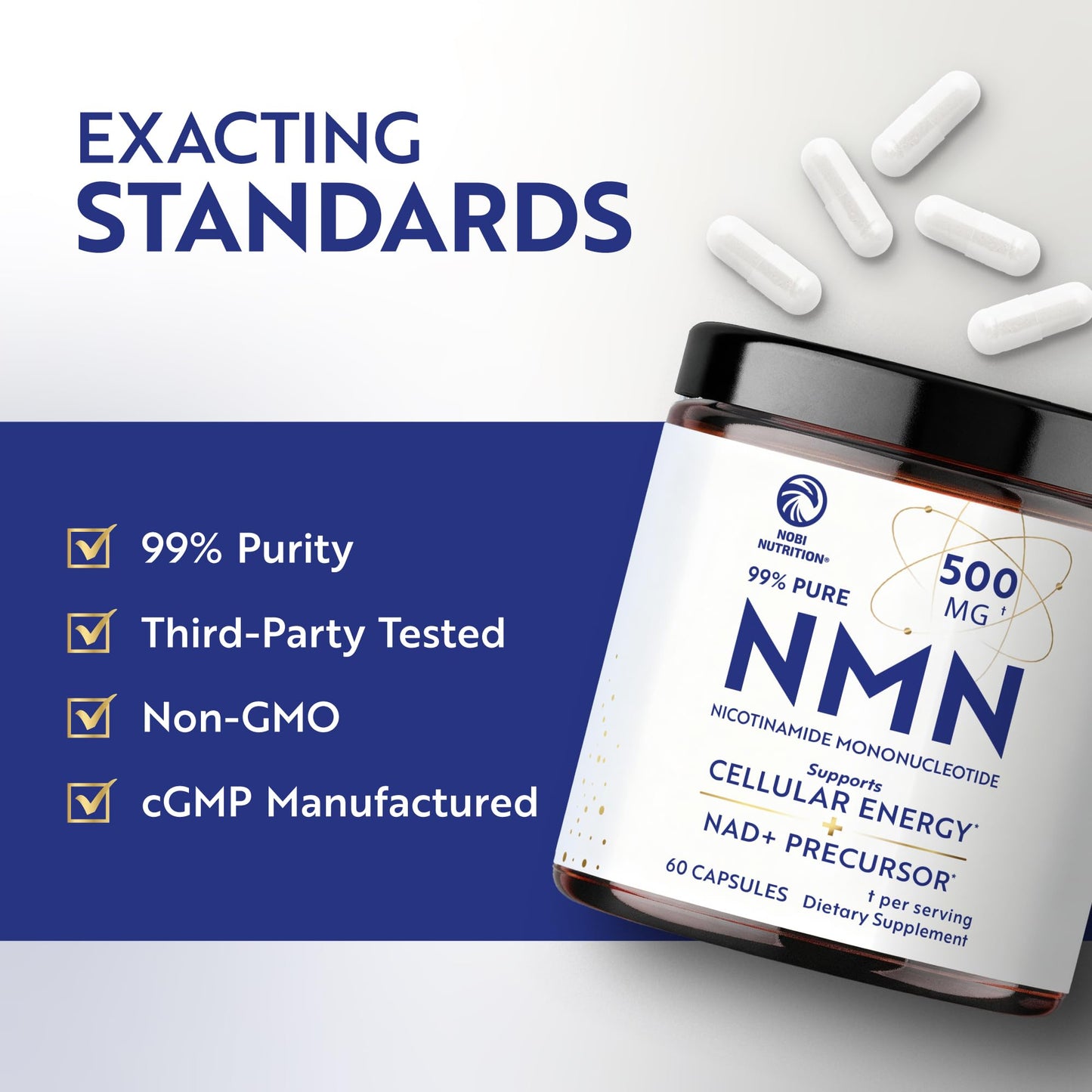 Nobi Nutrition NMN Supplement 500mg 60 Capsules