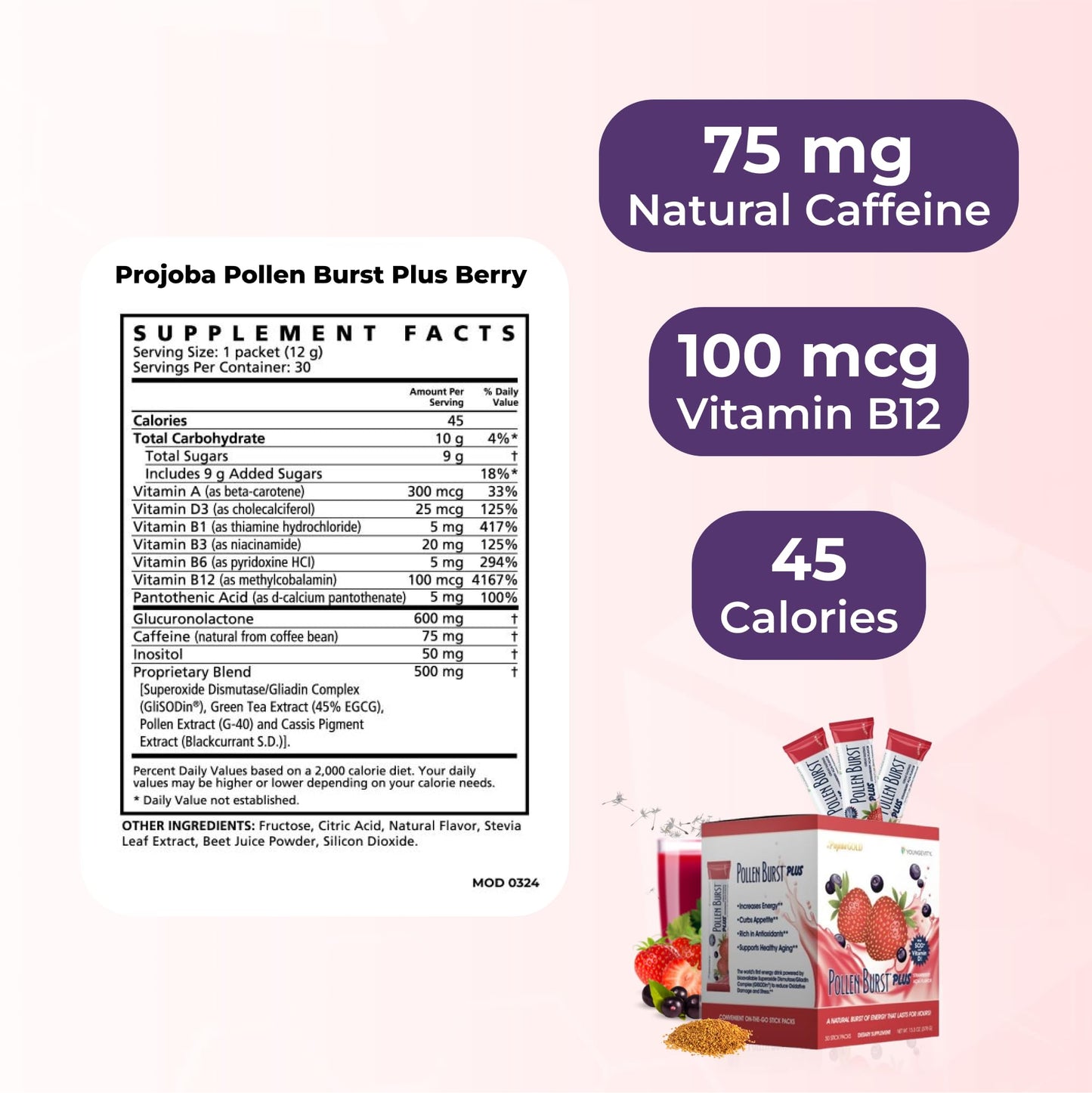 Youngevity Pollen Burst Energy Drink Powder 30 Count