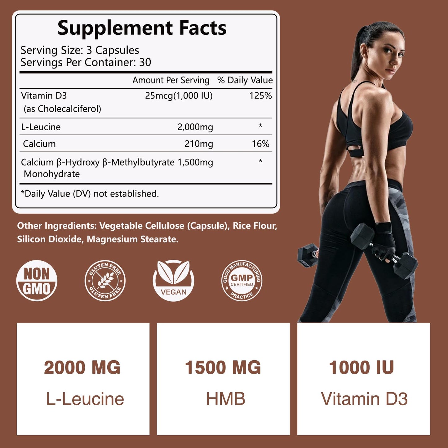 HFELIZ HMB and Leucine Supplement Capsules, 90 Count