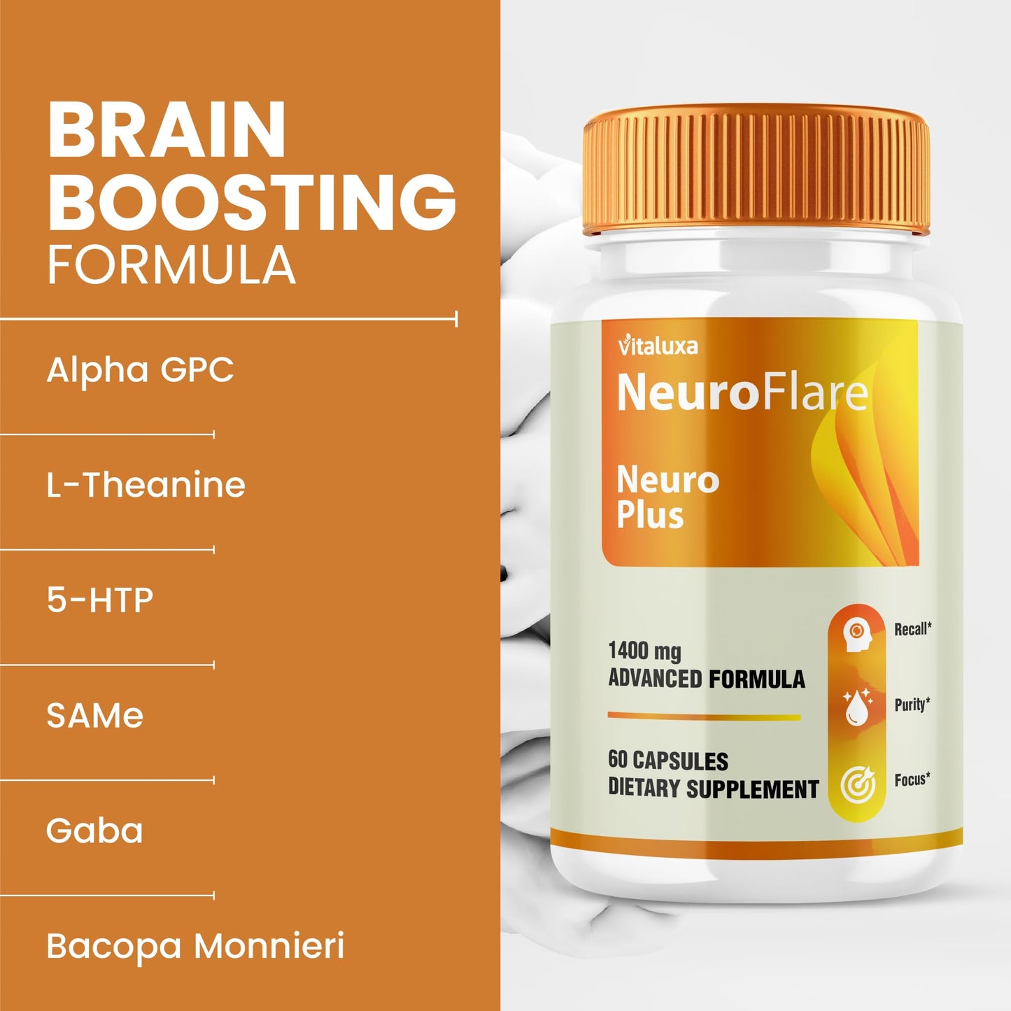 Vitaluxa Neuro Plus Brain Formula Capsules 180 Count