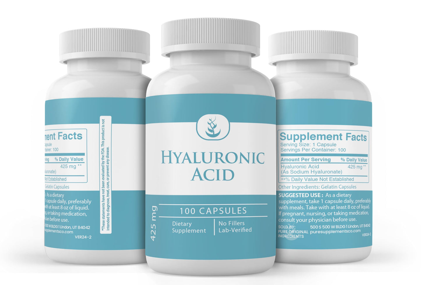 Pure Original Ingredients Hyaluronic Acid Capsules, 100 Capsules