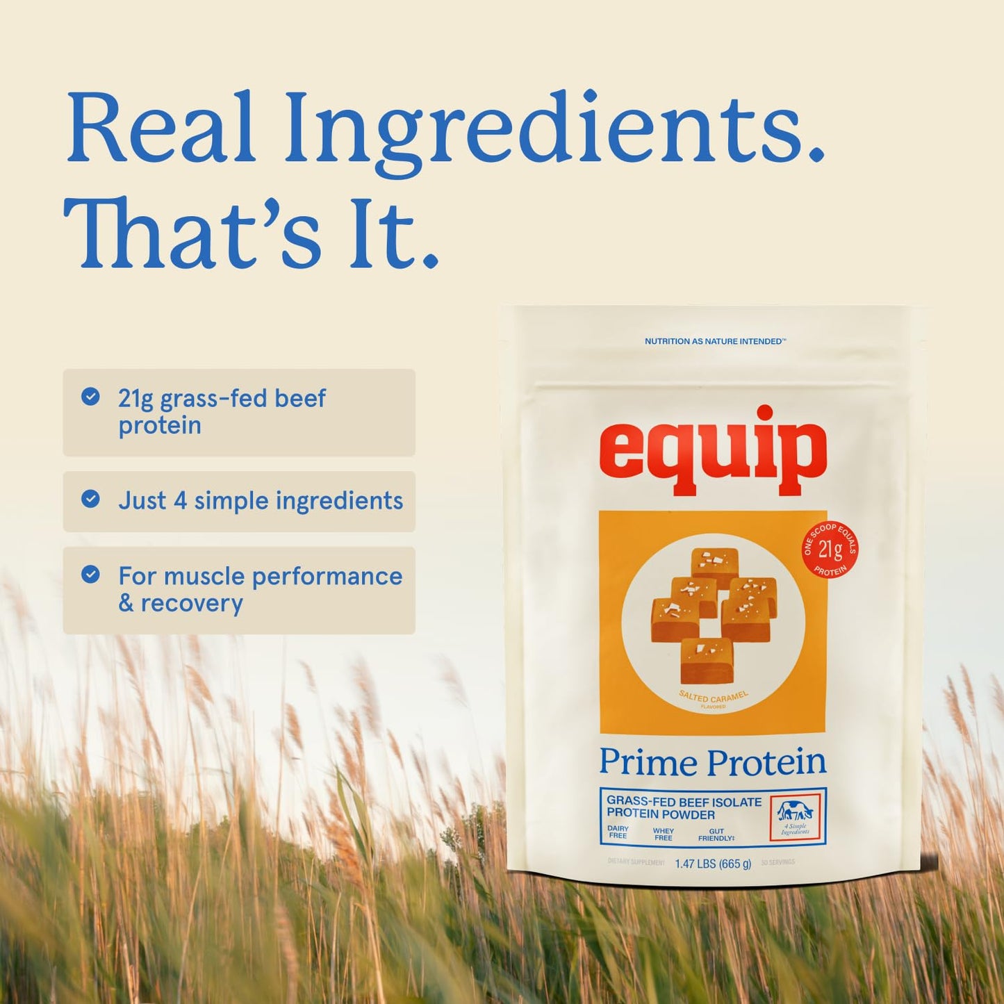 Equip Prime Protein Powder, Beef Protein Isolate, 30 Servings