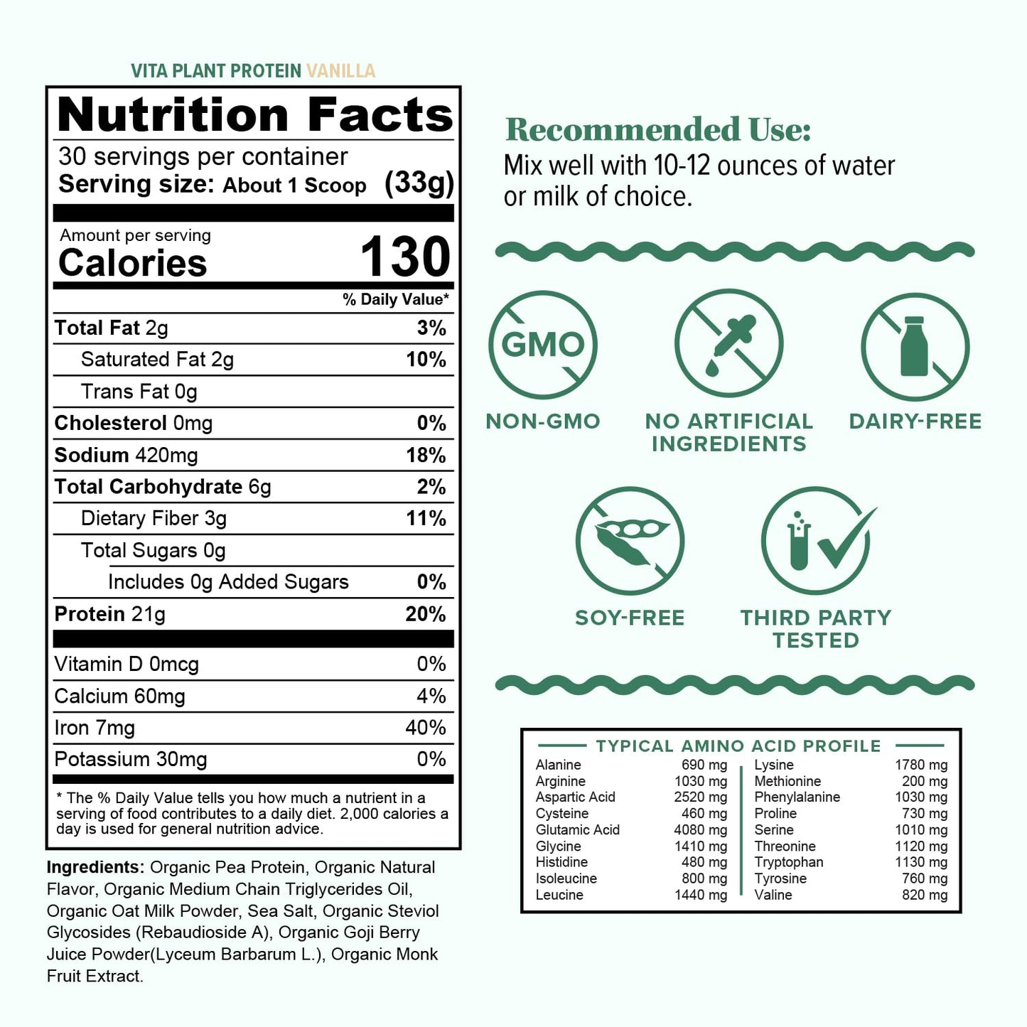 Vitauthority Organic Plant Based Protein for Women Complete Vegan Protein Powder with BCAAs & MCTs Plant-Based 21g Vanilla Flavored, Dairy-Free, Gluten-Free, No Added Sugar, Supports Muscle Recovery, 34.6 oz